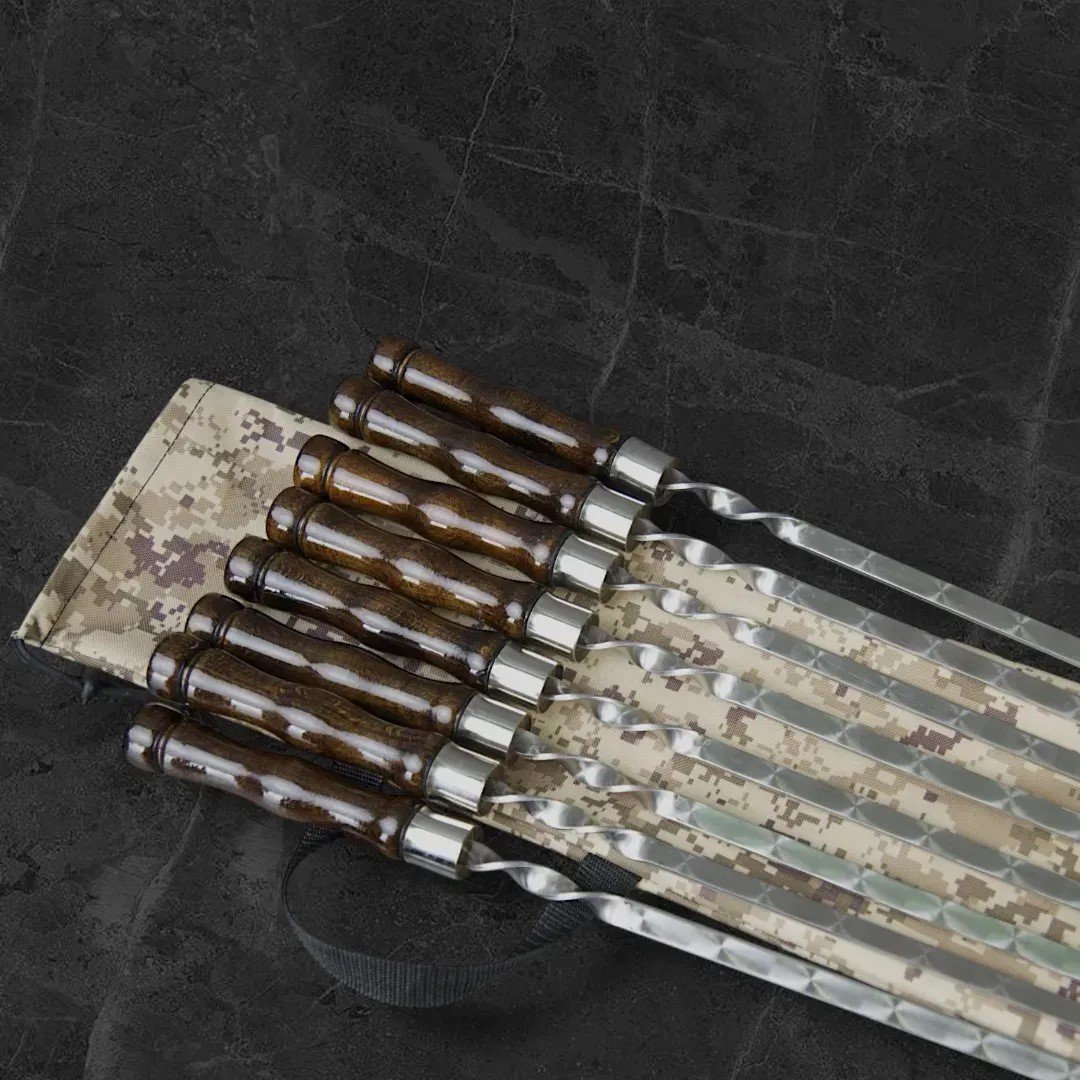 Набор шампуров "Компакт" в тканевом кейсе 9 в 1 (пиксель), фото №2