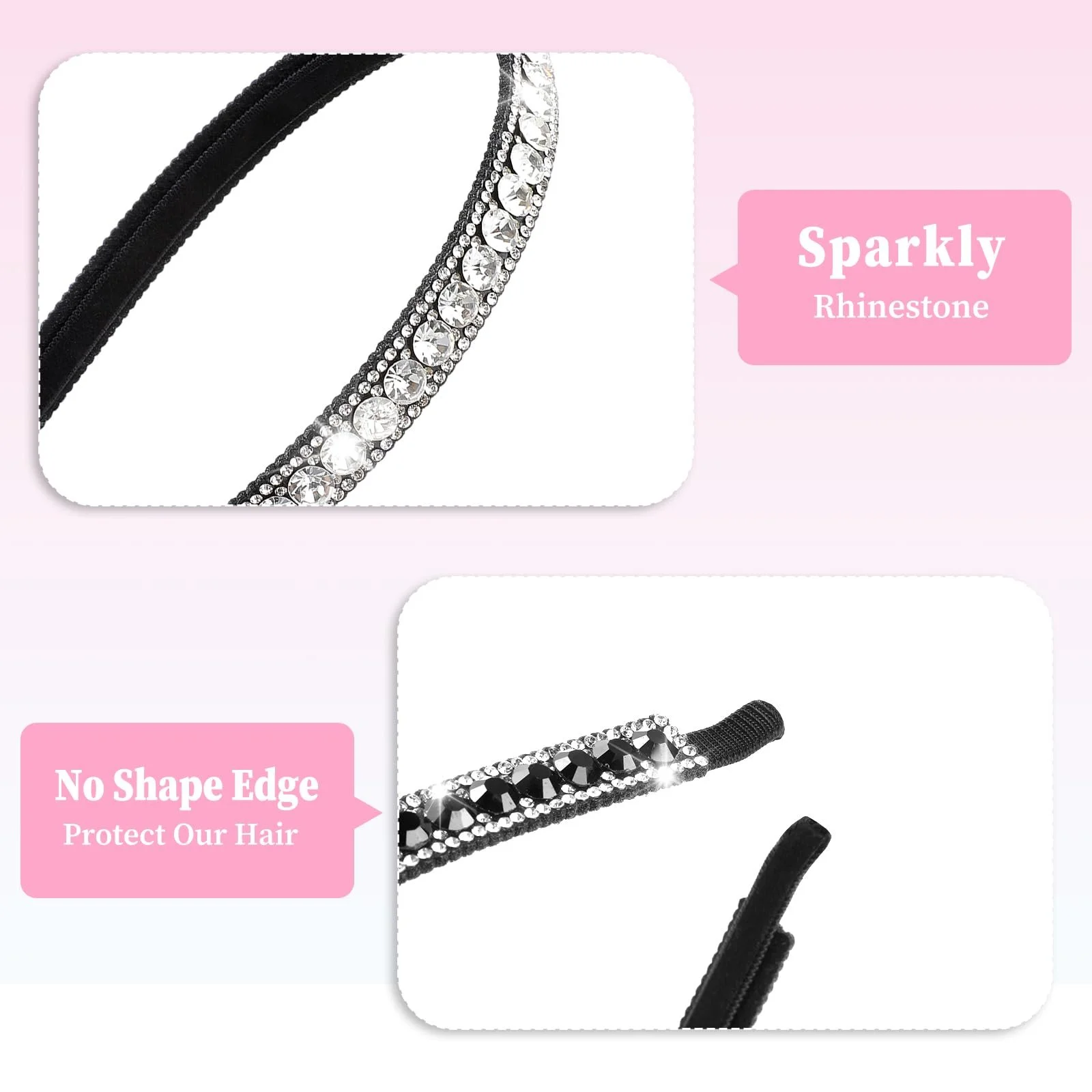 Набір з 2 обручів для волосся зі стразами, фото №4 Набір з 2 обручів для волосся зі стразами, фото №4