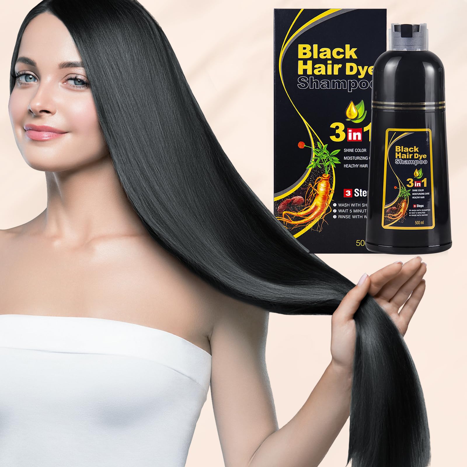 Шампунь Cotensta Hair Colour 3 в 1 500 мл Черный, фото №3