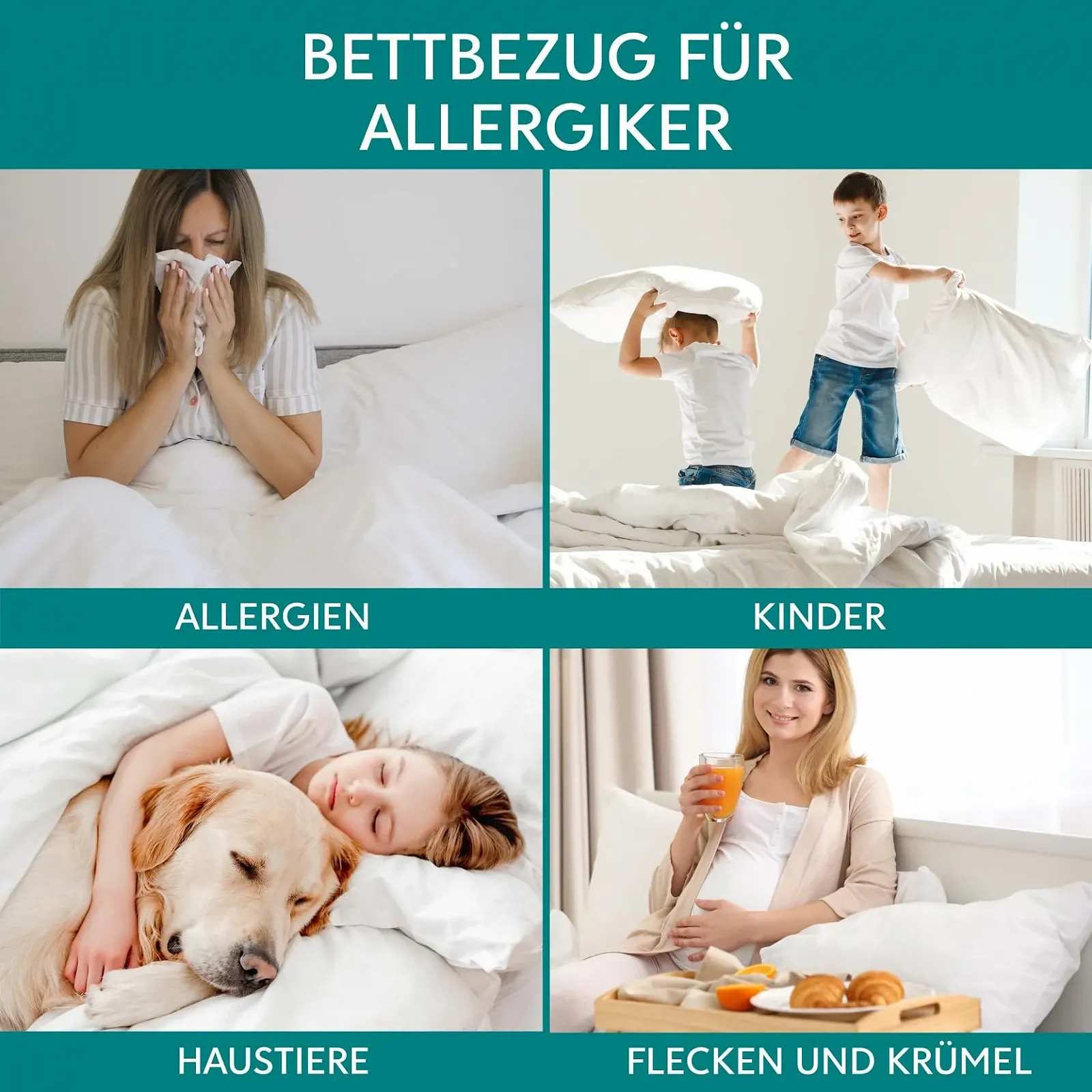 Набір для подушок Dreamzie 2 шт. 80 x 80 см, чохол, постільна білизна для алергіків, професійно протестована, фото №2