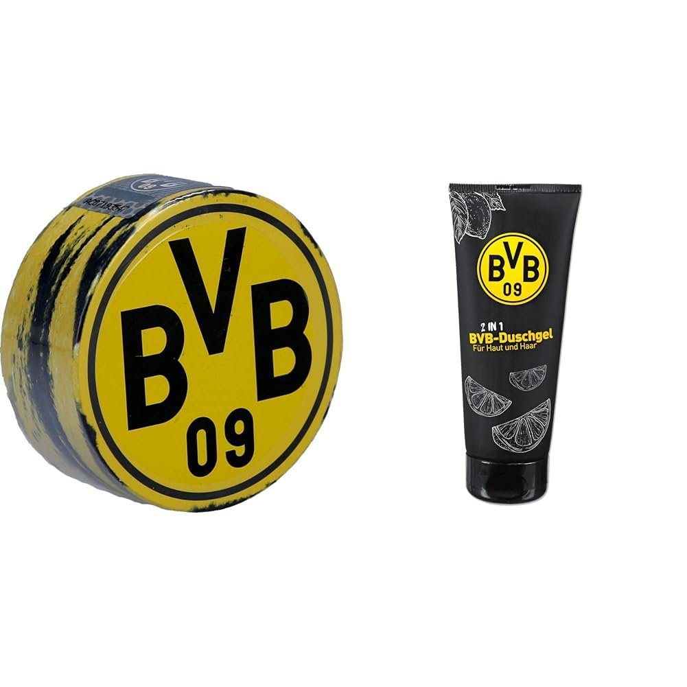Набор Магическое полотенце и Гель для душа 2-в-1 Borussia Dortmund BVB BVB 09 60 x 30 см, 200 мл, Хлопок Черный/Желтый, фото №1