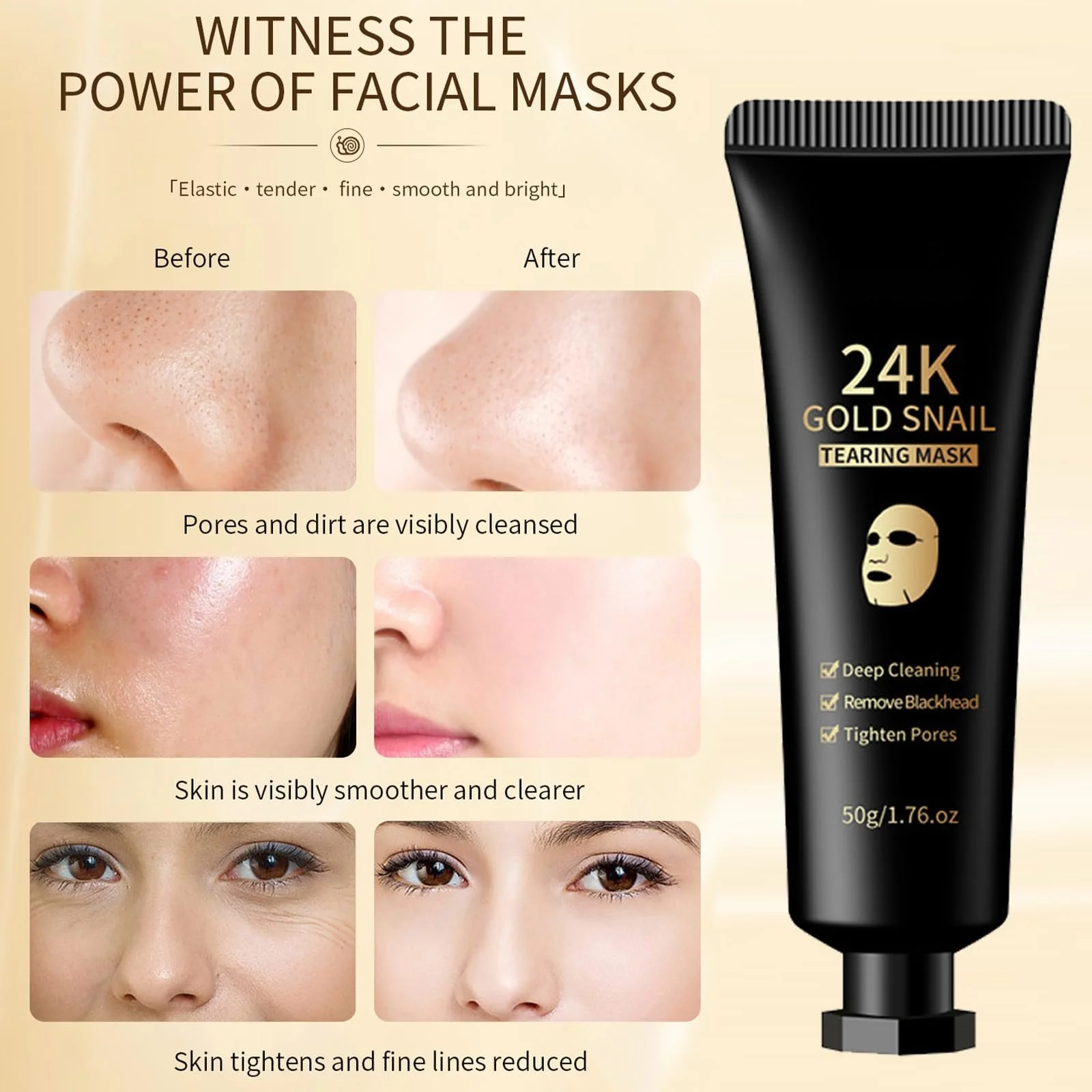 Маска-пленка Золотая 24k Gold Foil Очищение пор, против морщин, увлажнение, фото №6