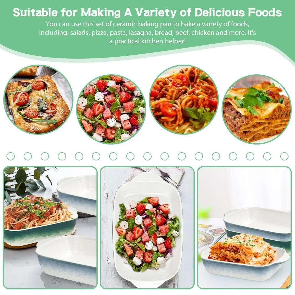 Набор форм для запекания Ceramic (2 шт.) керамические с ручкой квадратные 23 x 13 см, фото №6