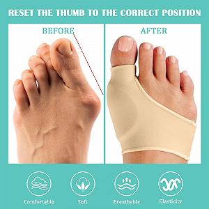 Шкарпетки для корекції Hallux Valgus, бежеві, для чоловіків та жінок, для полегшення болю при молоткоподібних пальцях, для захисту плеснової кістки synthetic.ua - Фото 1