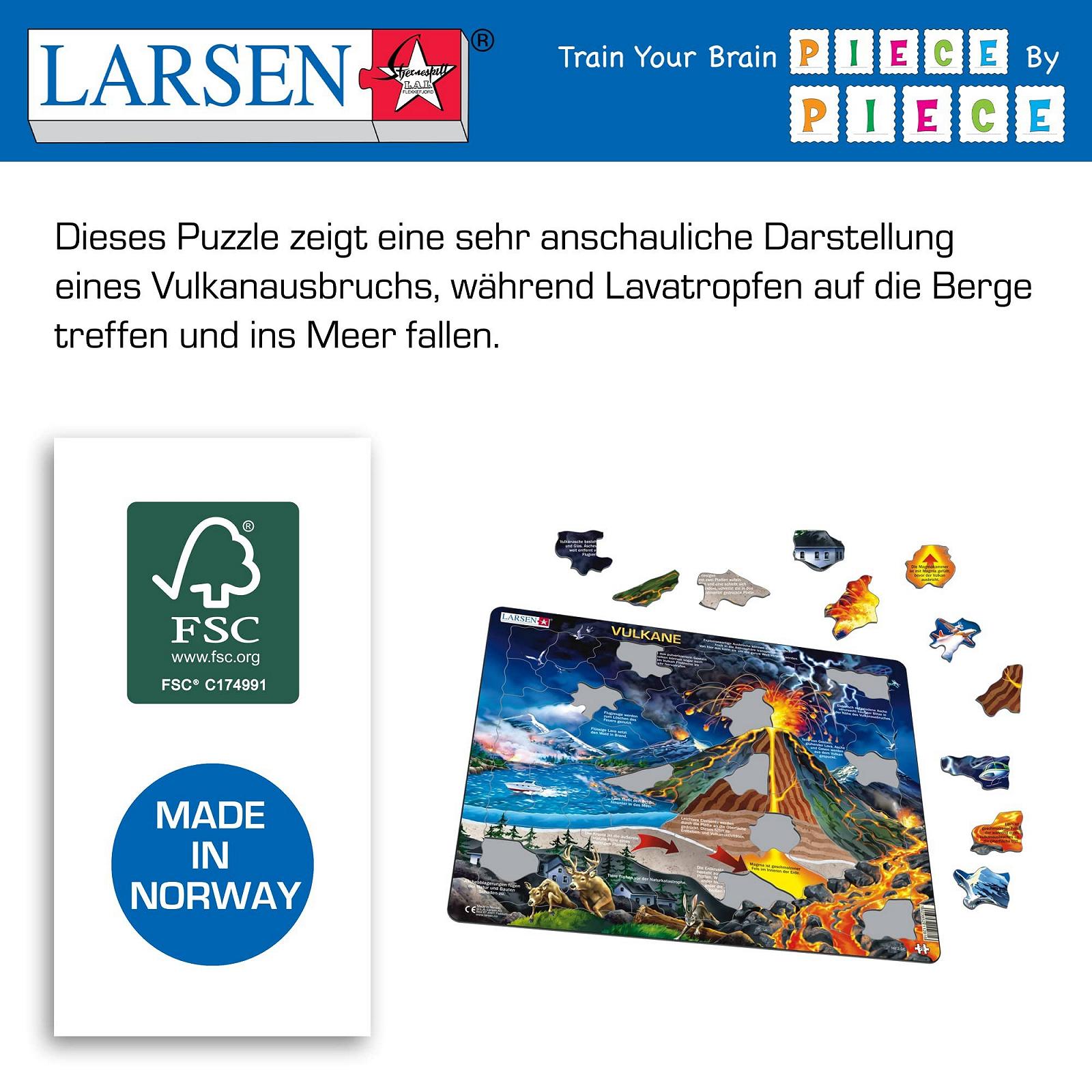 Пазл Larsen Volcano 70 елементів Рамочний німецькою мовою, фото №5