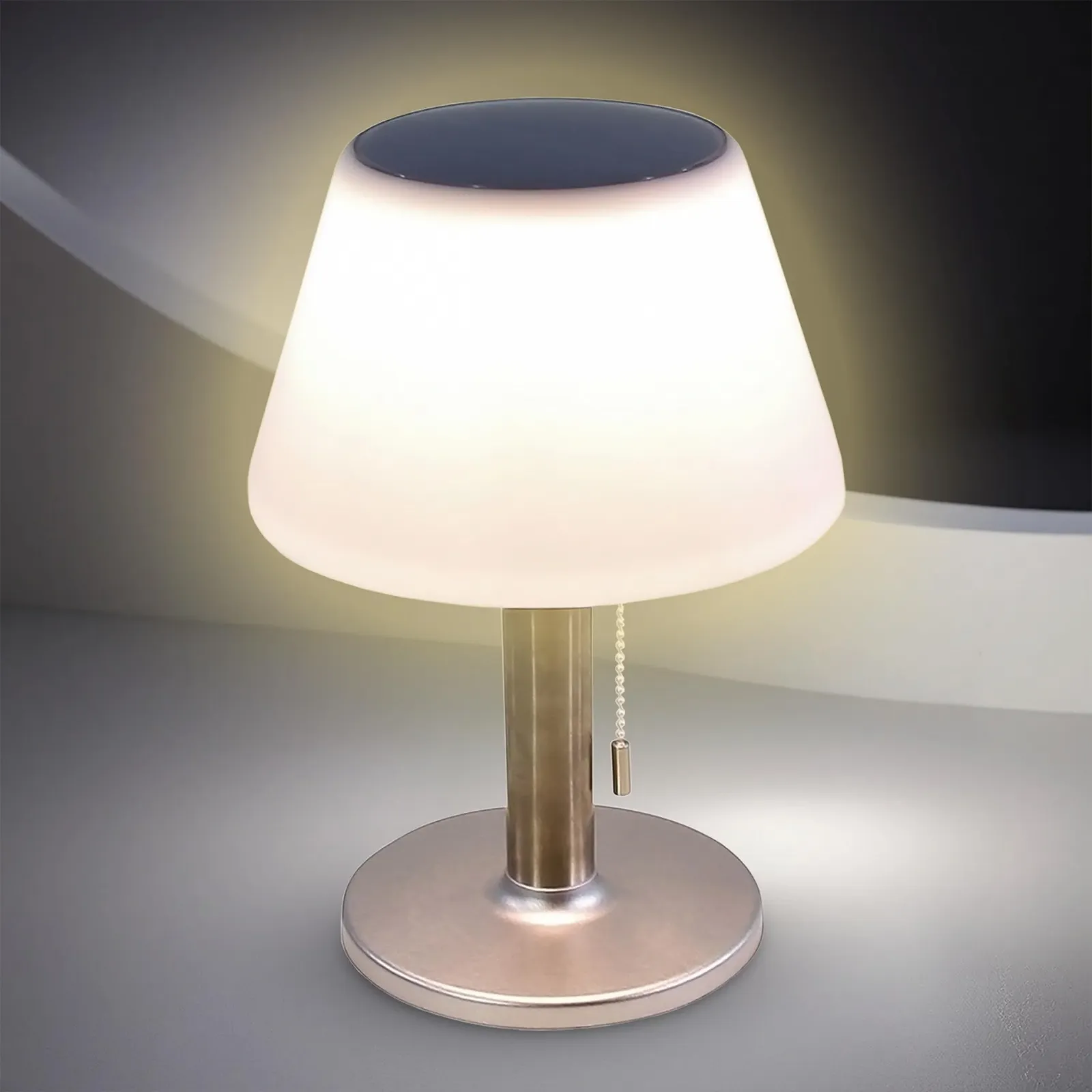 Настільна лампа Spetebo LED Solar 10 LED 27.5 x 19.5 см Біла зі сріблястим, фото №1