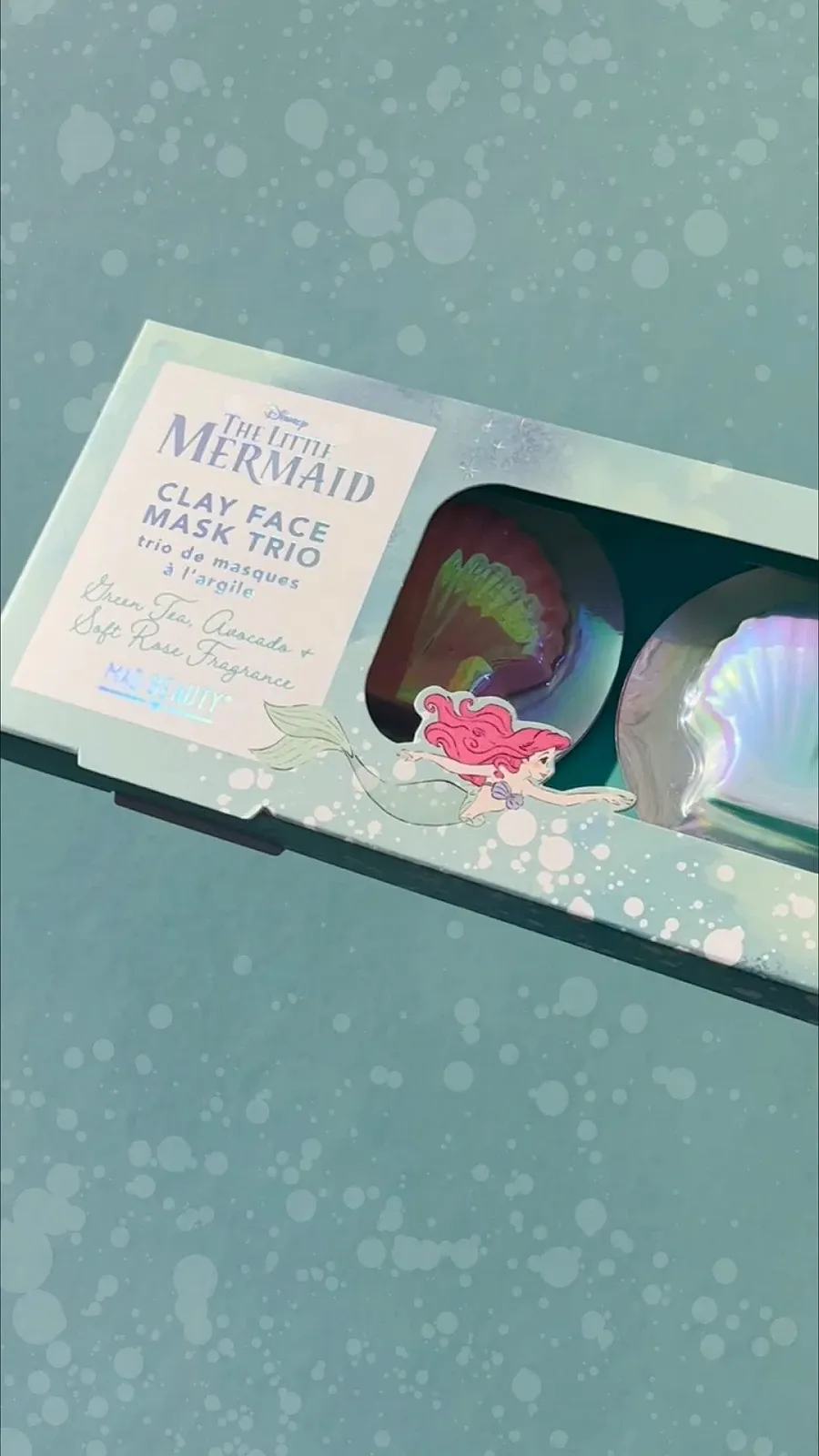 Маска для обличчя Глина MAD Beauty Disney The Little Mermaid Trio Зелений чай, Авокадо та М'яка троянда, фото №3
