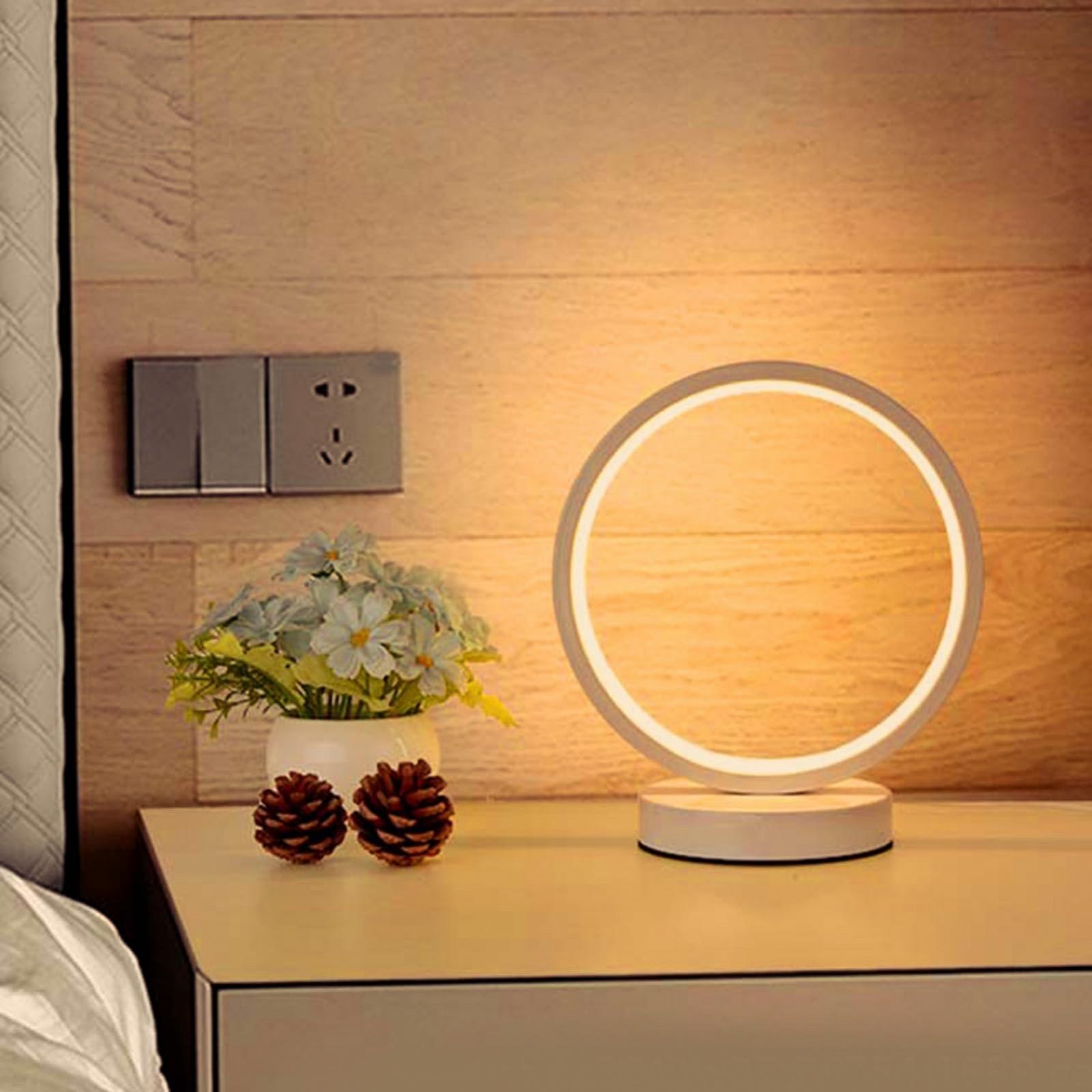 LED Настільна лампа Jiawu приліжкова сенсорне керування кругла основа тепле світло, фото №3