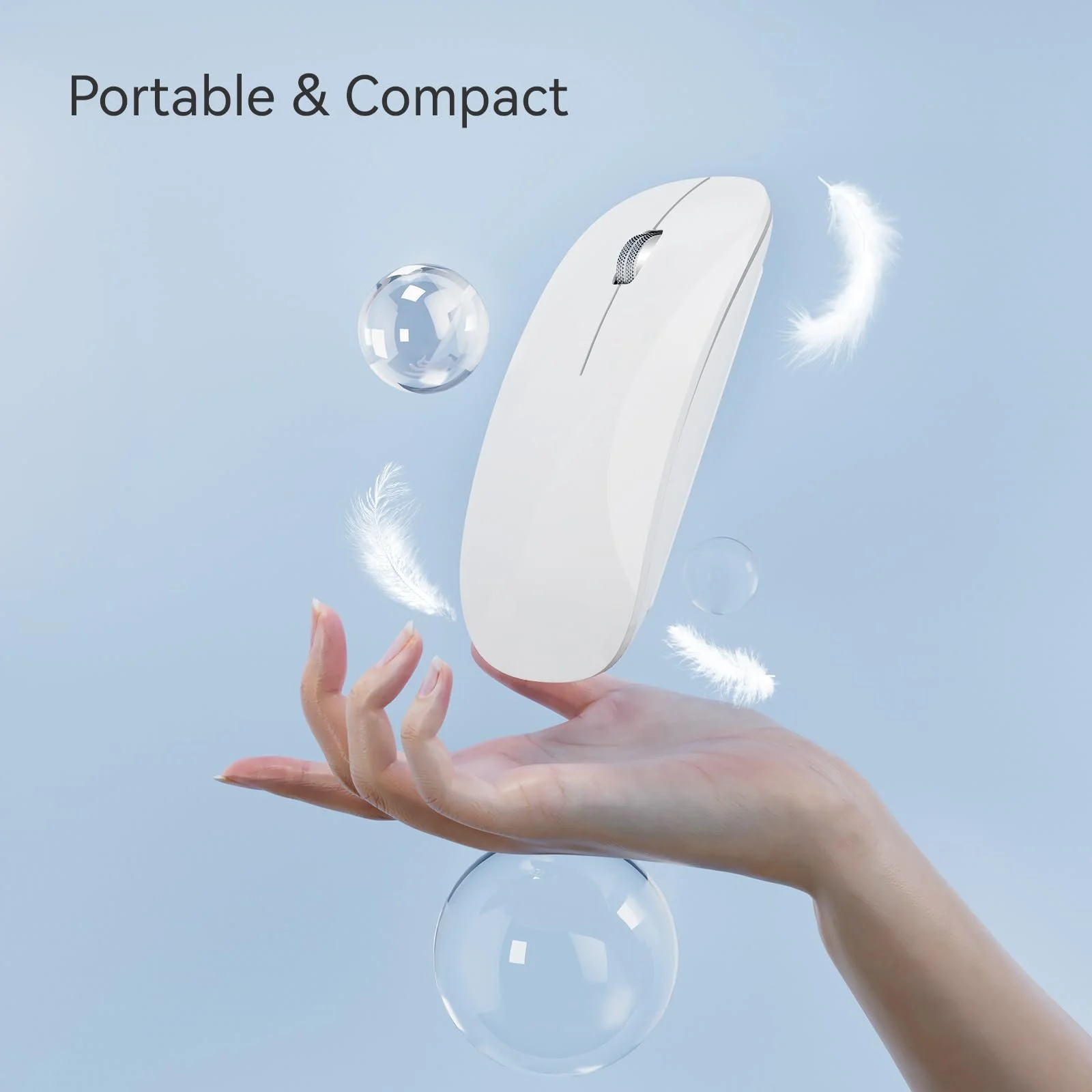 Мышь Uiosmuph Беспроводная, Tri-Mode (Dual Bluetooth 5.1 + 2.4GHz), Тихая, Перезаряжаемая, Белая, фото №5 Мышь Uiosmuph Беспроводная, Tri-Mode (Dual Bluetooth 5.1 + 2.4GHz), Тихая, Перезаряжаемая, Белая, фото №5