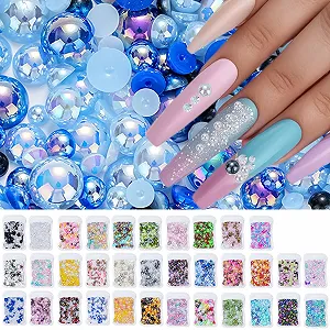 Напівкруглі перлини для нігтів з плоскою задньою стороною synthetic.ua - Фото 1