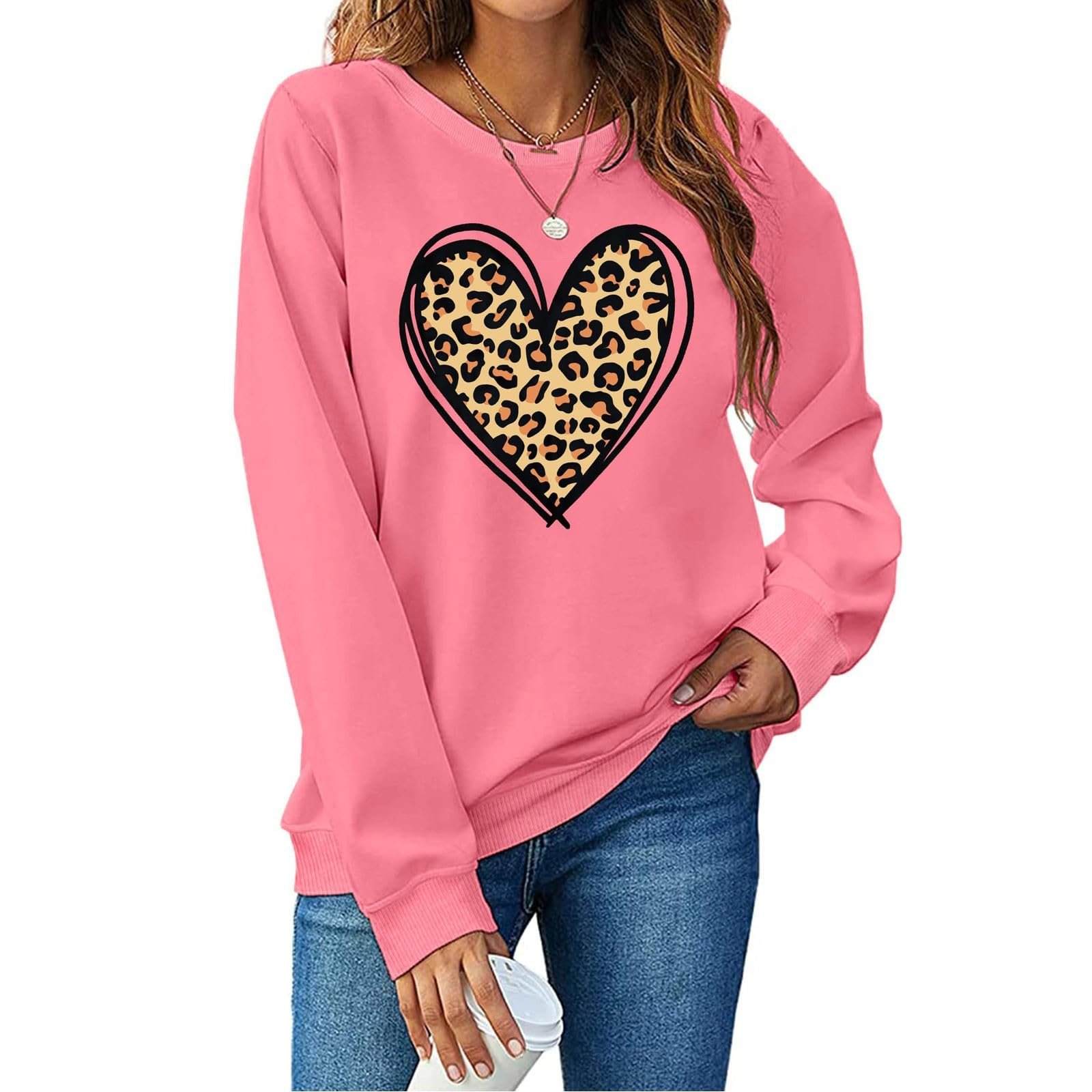 Женская толстовка Vhersily Леопардовый принт Сердце Длинный рукав, фото №2 Женская толстовка Vhersily Леопардовый принт Сердце Длинный рукав, фото №2