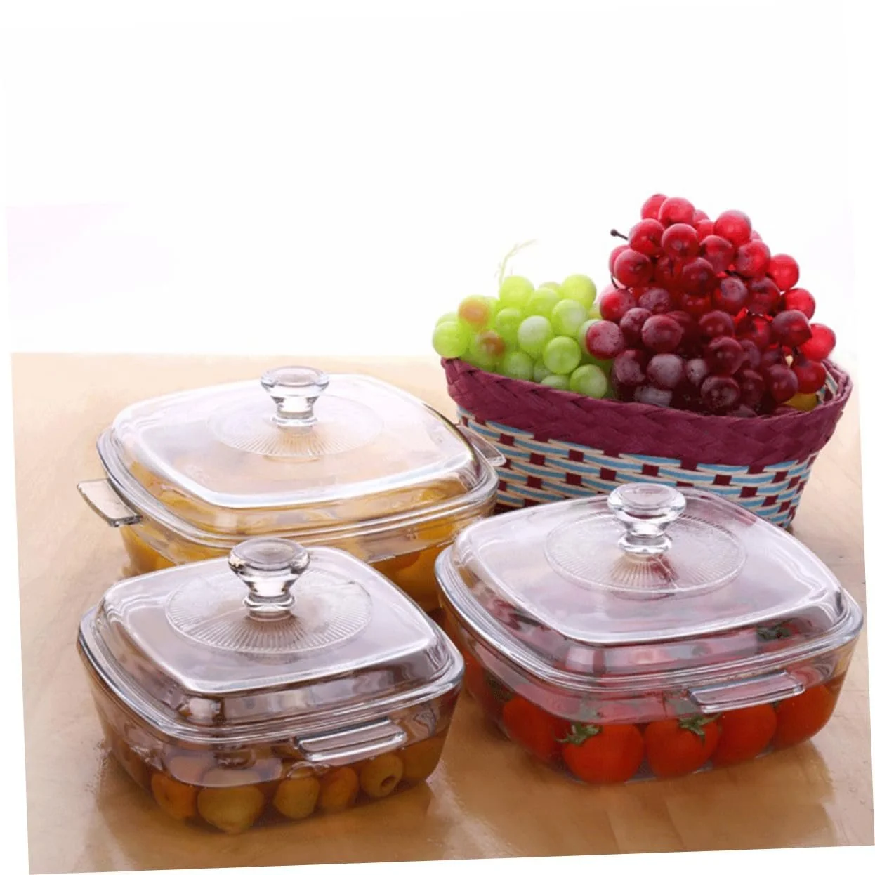 Миска VALICLUD из закаленного стекла с крышкой квадратная для микроволновой печи термостойкая, фото №5