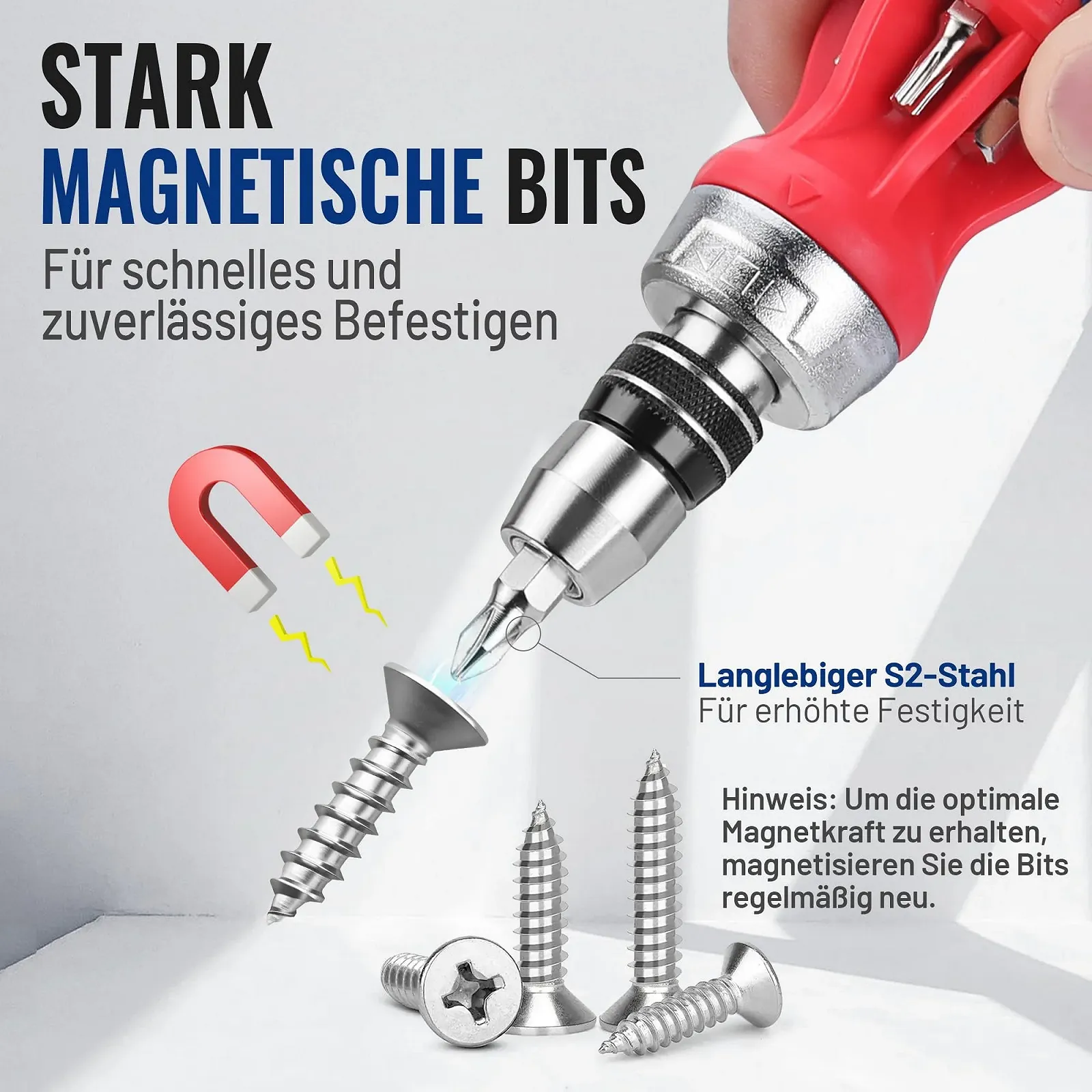 Міні-викрутка реверсивна WORKPRO 12-в-1 магнітна зі сталлю S2, фото №2