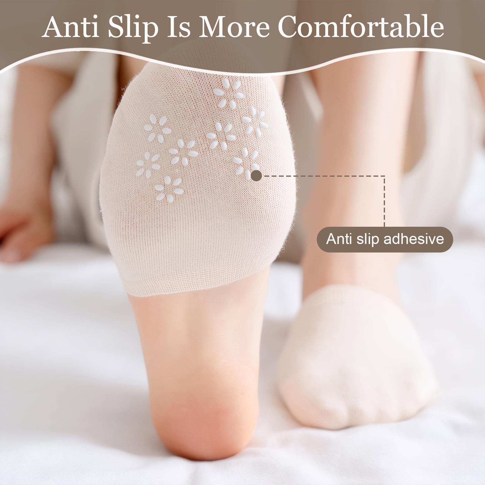 Женские носки, полуноски, носки для пальцев с нескользящими силиконовыми точками, невидимая хлопковая стелька, подкладка для пальцев для высоких каблуков, 8 пар, фото №4