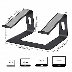 Подставка для ноутбука Orionstar, эргономичная подставка для ноутбука для стола, алюминиевая подставка для ноутбука с вентиляцией, совместимая с MacBook Air Pro Samsung Notebook 10-15.6 дюймов, черная synthetic.ua - Фото 1