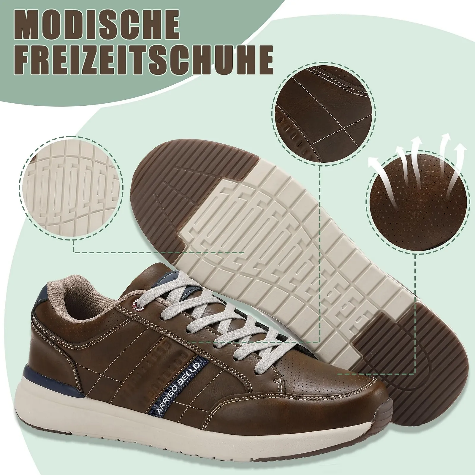 Кросівки ARRIGO BELLO Casual Чоловічі Нековзні Легкі Шкіряні, фото №3 Кросівки ARRIGO BELLO Casual Чоловічі Нековзні Легкі Шкіряні, фото №3