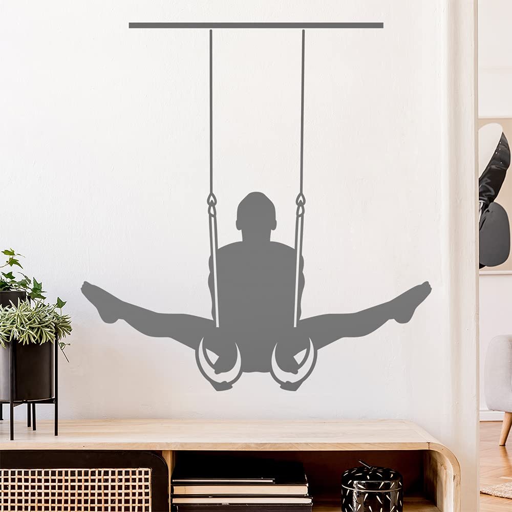 Наклейка на стену Orafol Гимнастические кольца Фигуры атлетов Черная, фото №1