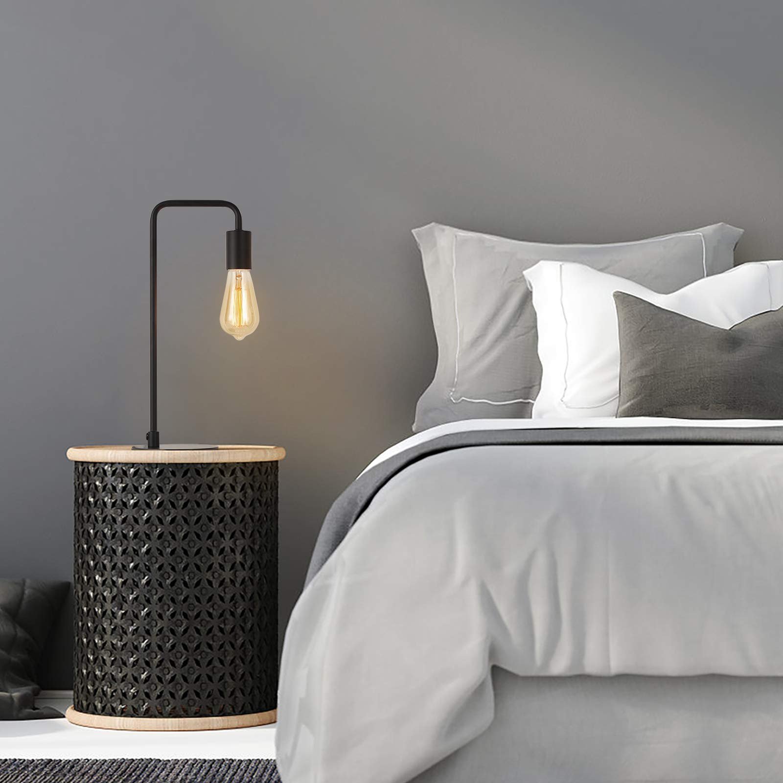 Настільна лампа HAITRAL Set of 2 E27 Black, фото №7