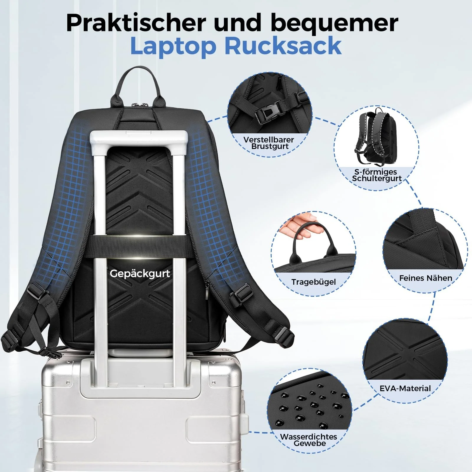 Рюкзак Fenree.geer 15.6 дюймів розширюваний водонепроникний Black, фото №6