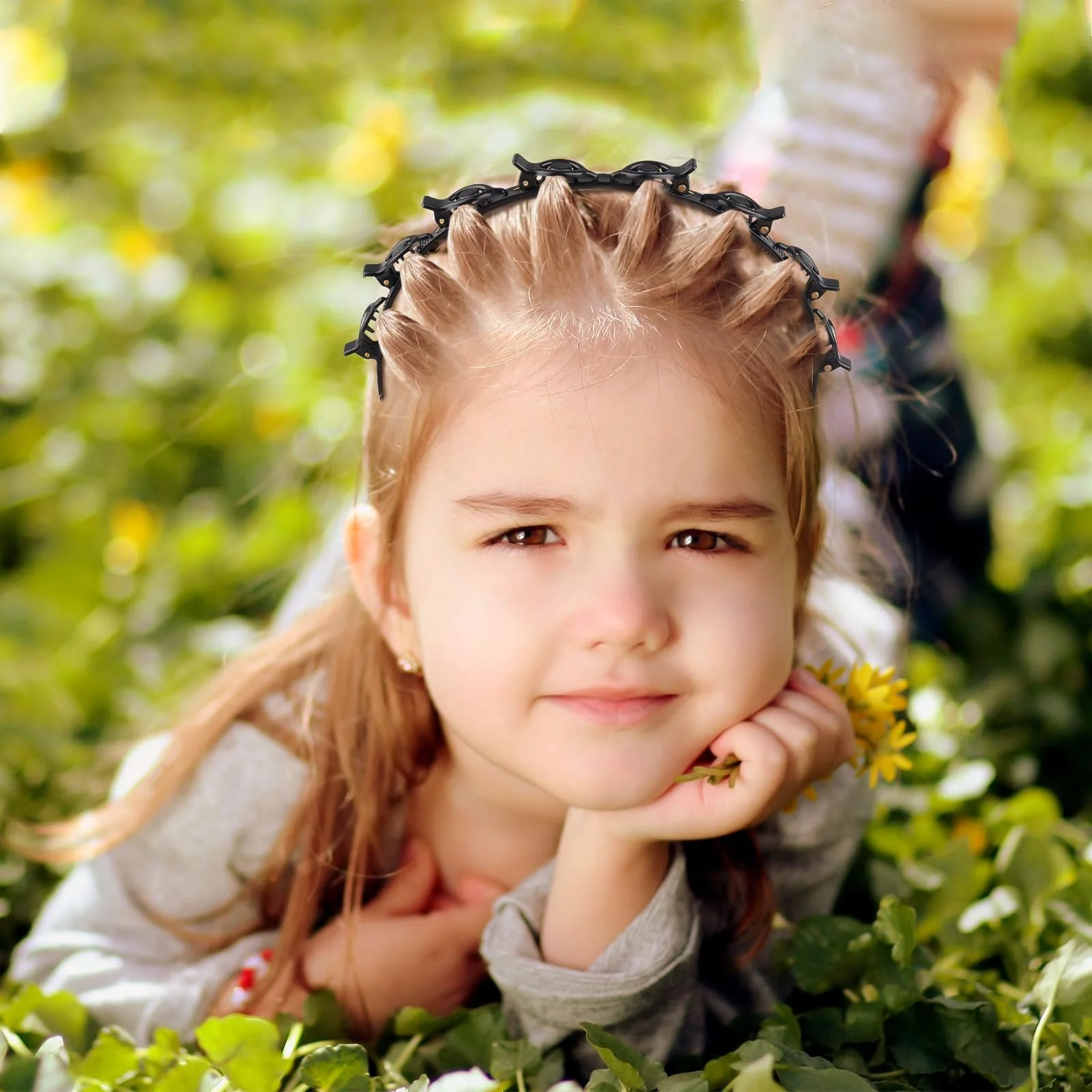 Обруч з кліпсами (4 шт.) Чорний + Коричневий, фото №5