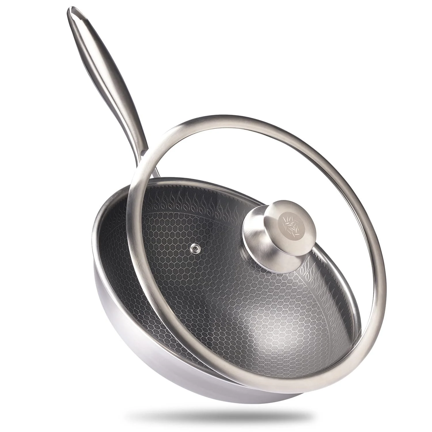 Вок Reishunger Premium з нержавіючої сталі 28 см з скляною кришкою, фото №1