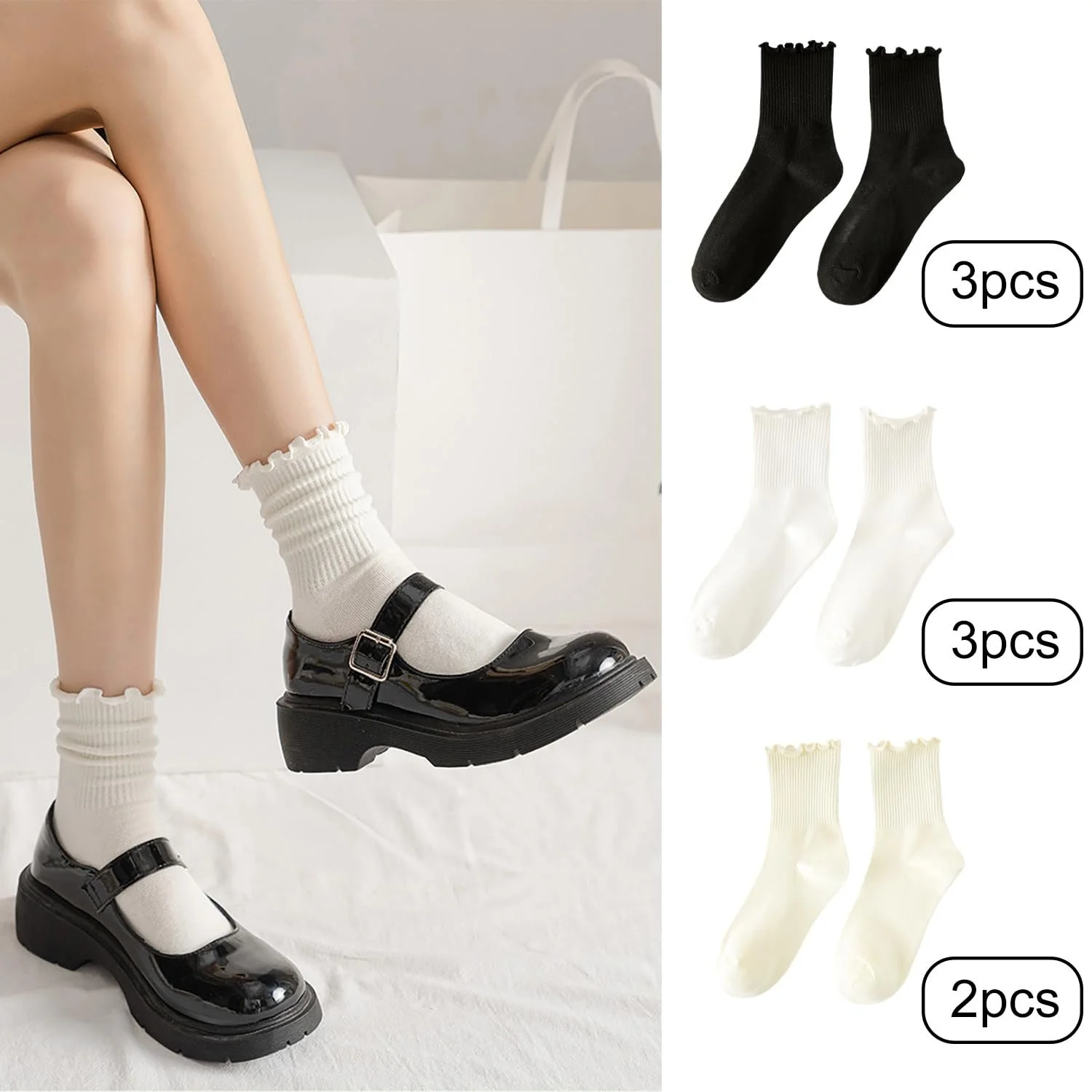 Шкарпетки з оборками Жіночі В'язані 35-40, 8 пар, фото №5 Шкарпетки з оборками Жіночі В'язані 35-40, 8 пар, фото №5