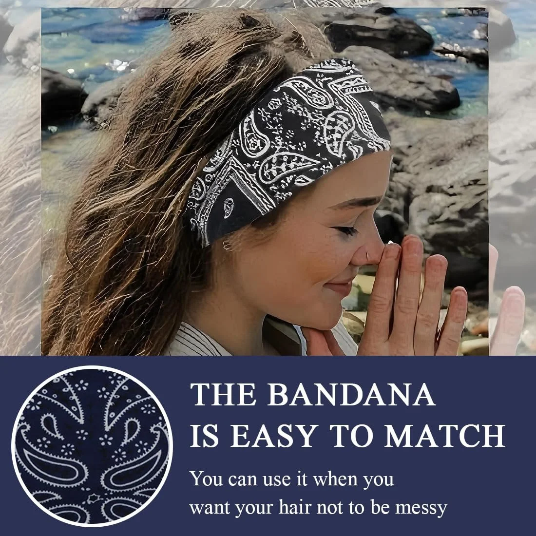 В'язана пов'язка для волосся з квітковим візерунком, фото №3