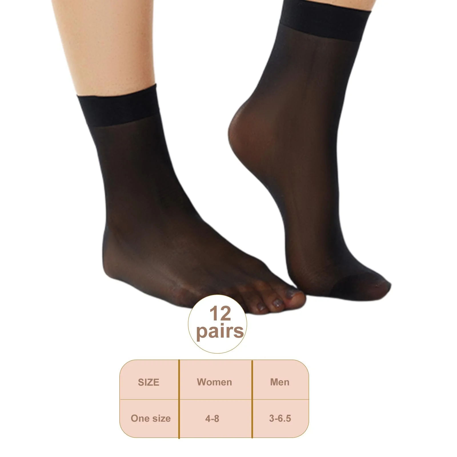 12 пар нейлонових панчіх, жіночі короткі матові нейлонові шкарпетки, фото №2