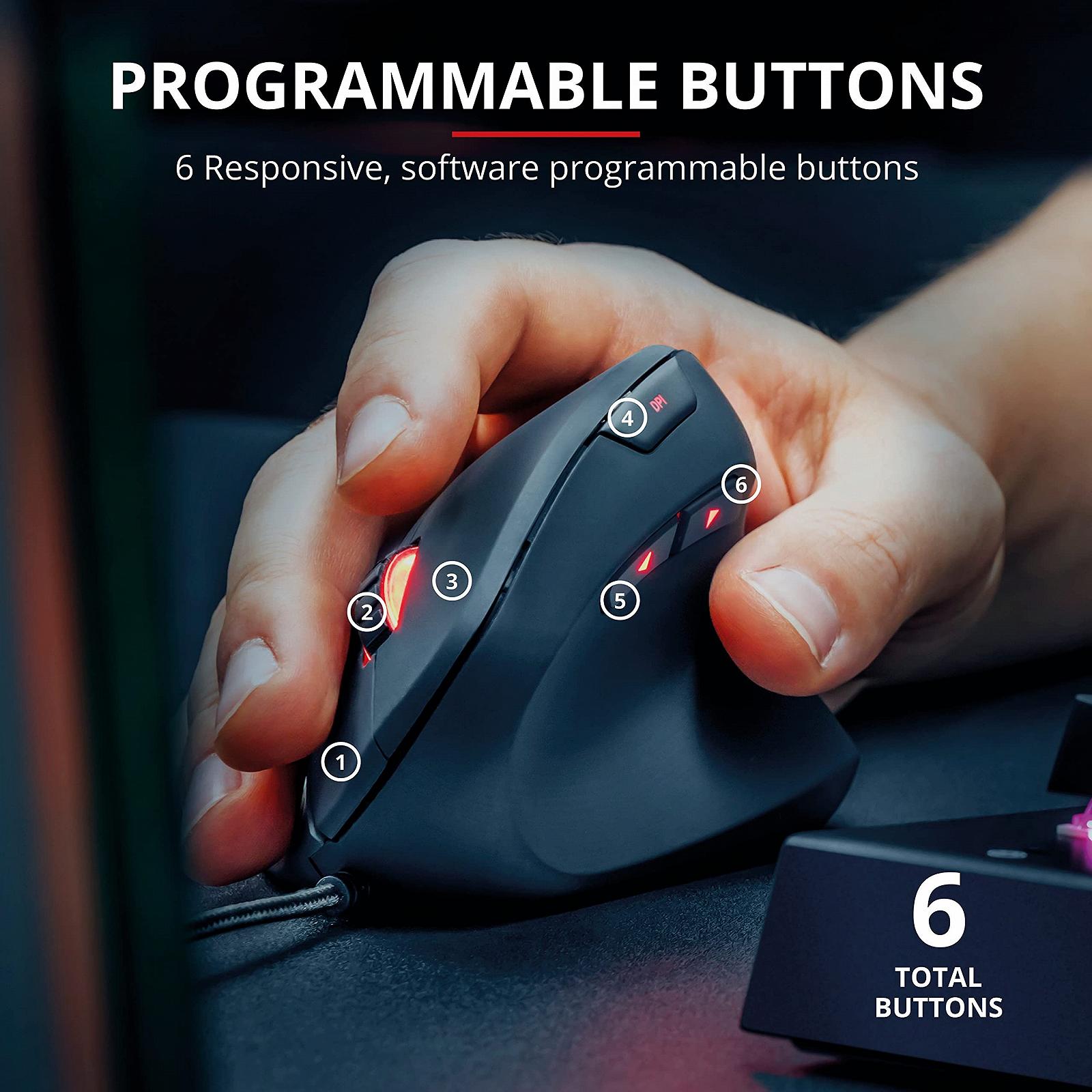 Мышь игровая Trust Gaming GXT 144 Rexx вертикальная эргономичная, 250-10000 DPI, 6 кнопок, черная, фото №2