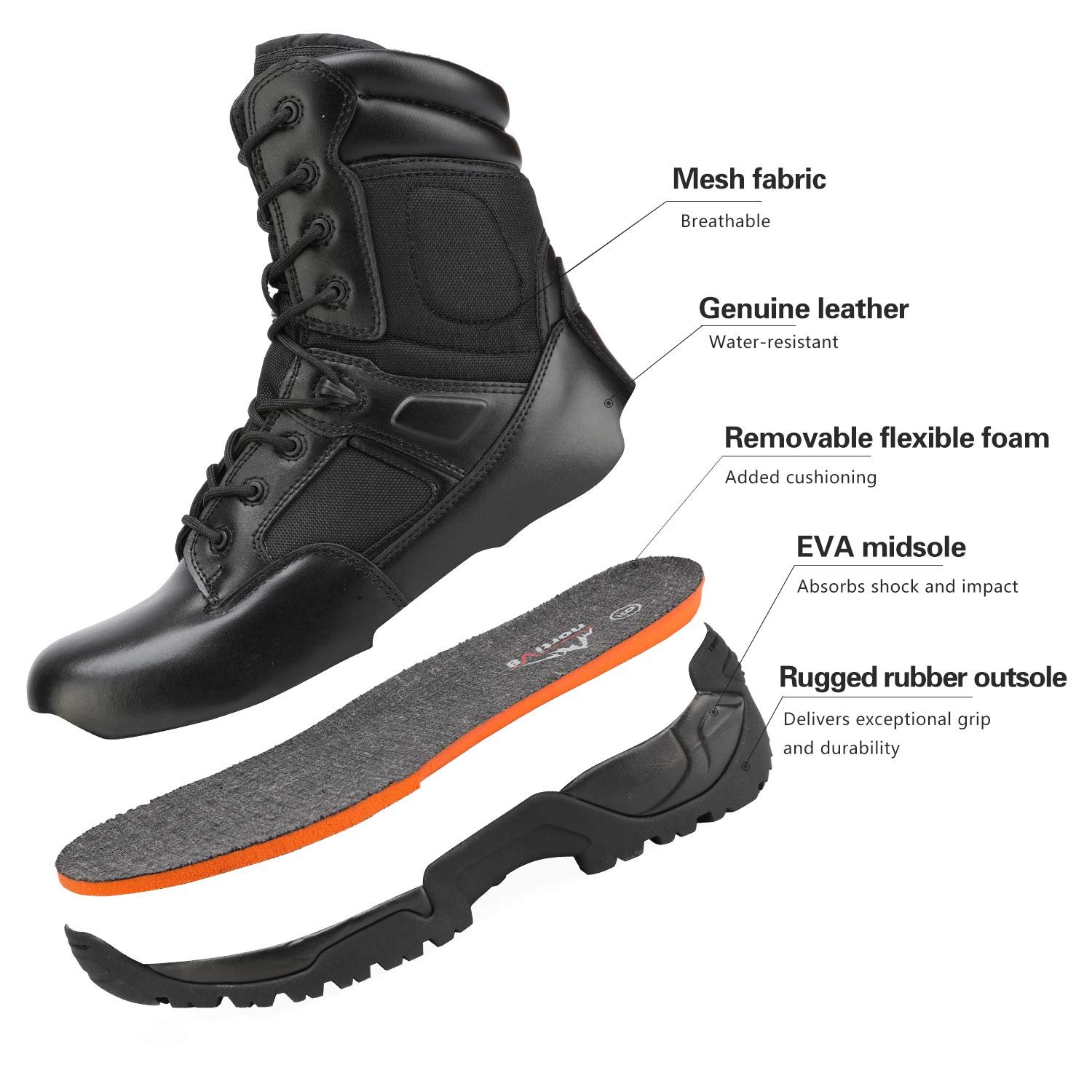 Мужские ботинки NORTIV 8 Military Tactical Security Combat Army Outdoor Trekking, фото №5
