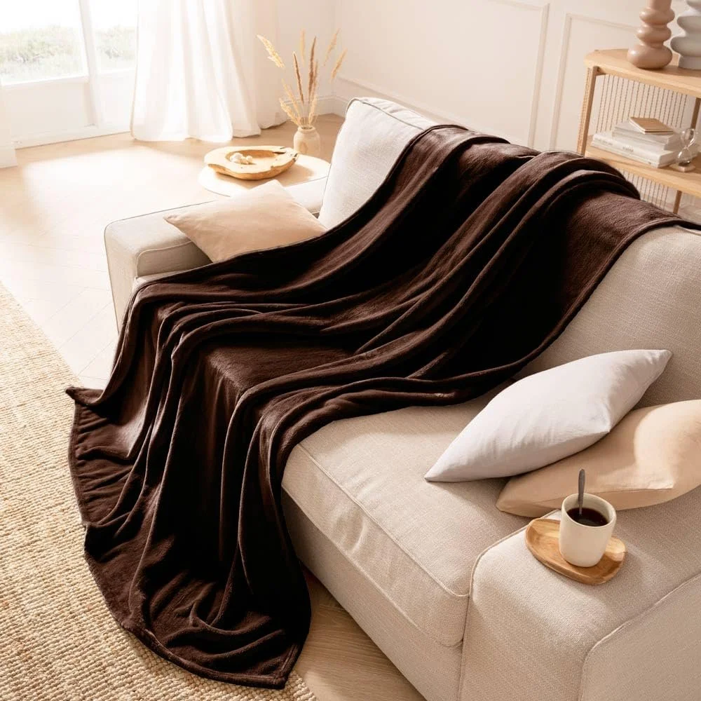 Покривало ESTELLA Polar Fleece Плюшева Коричнева Пухнаста Мікрофібра Фланелева Ідеально підходить для дивану 150 x 200 см, фото №4