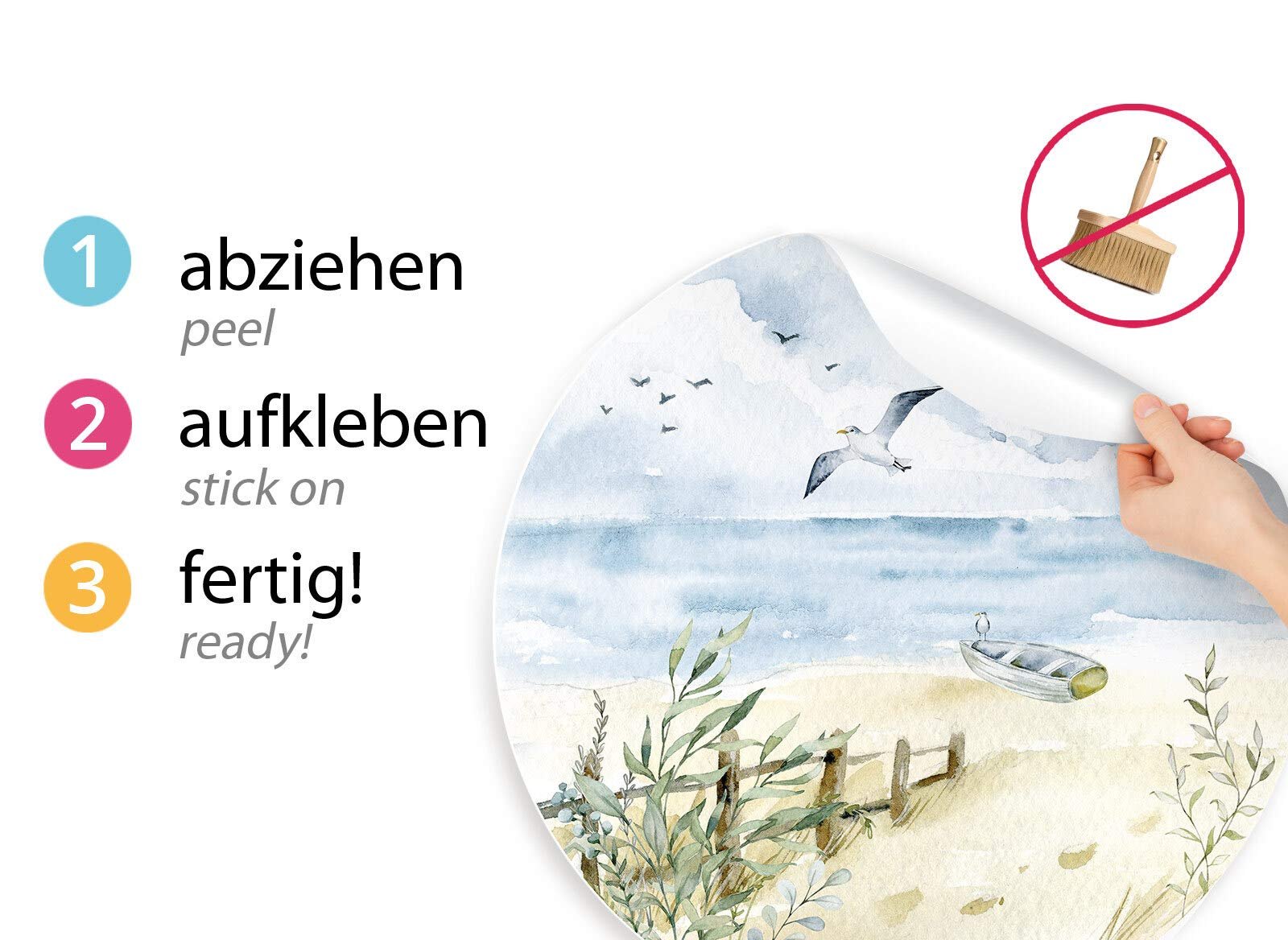 Наклейка на стіну Grandora Coast DL580 Чайки та човен 60 см, фото №4