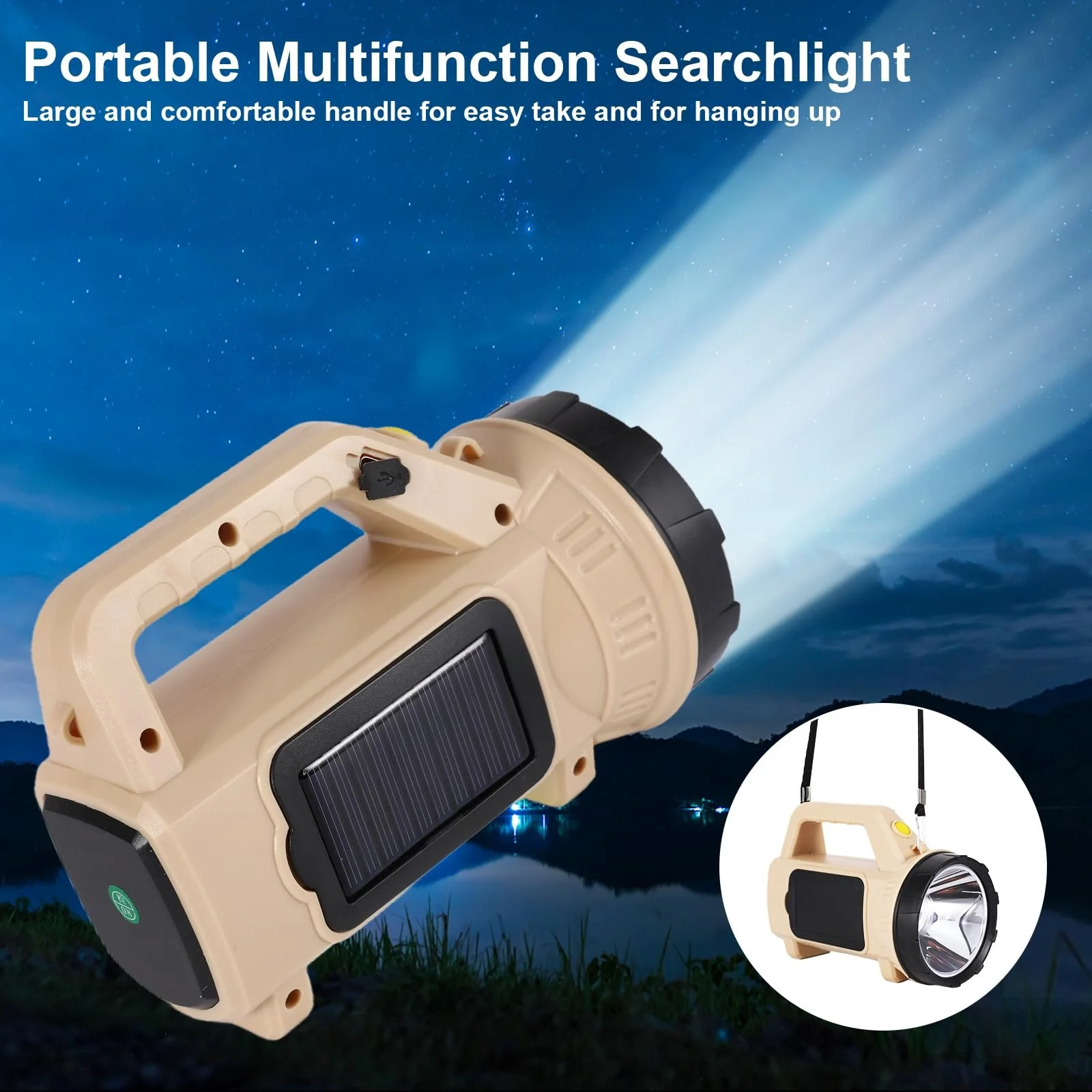 Сонячний LED ліхтар з USB, сонячний ліхтар з акумулятором 1200 mAh, 3 режими, портативний, водонепроникний для риболовлі, активного відпочинку, кемпінгу, фото №7