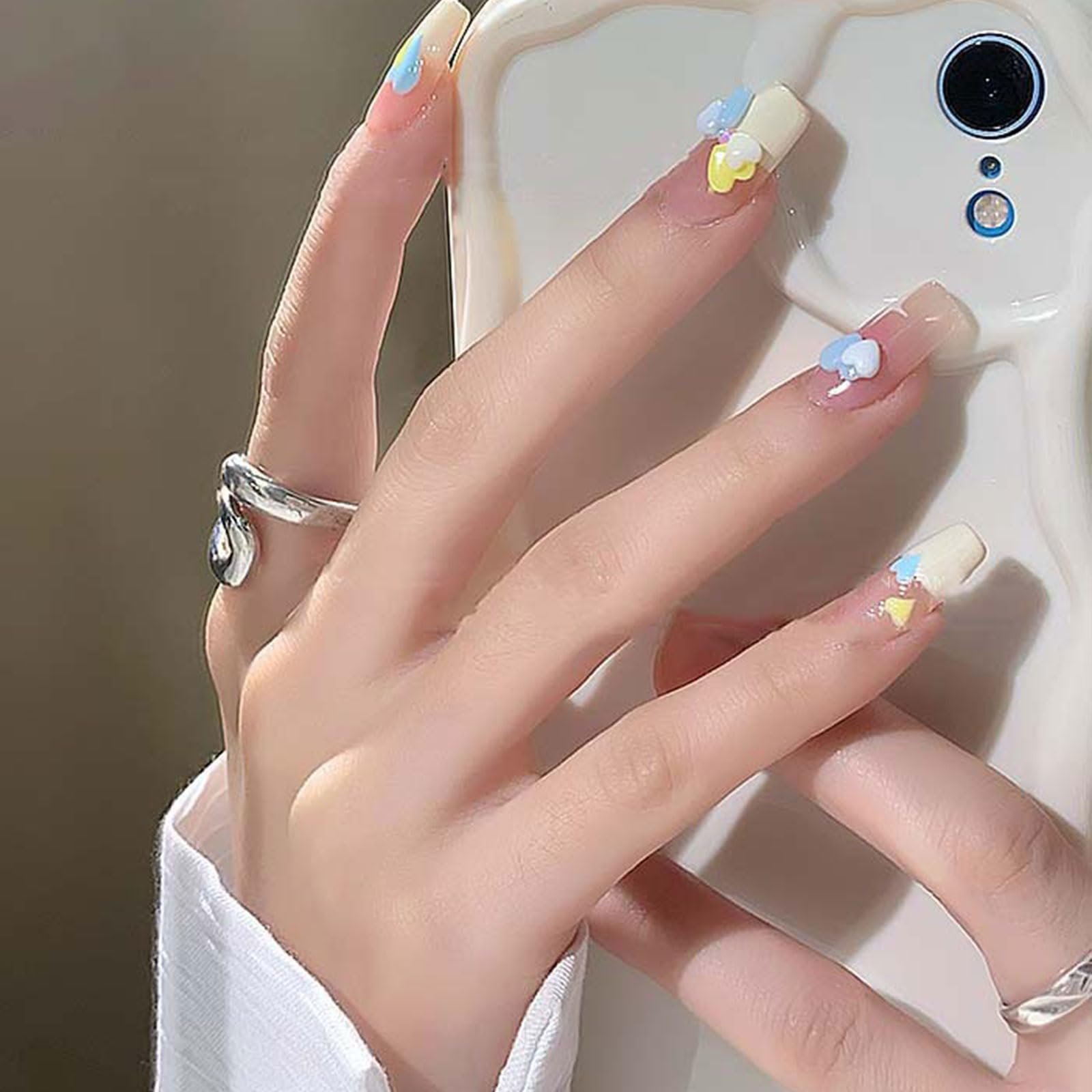 Подвески для ногтей в форме сердца, 100 шт., Макарон, цветные, 3D, двойное сердце, плоская задняя часть, двойной цвет, любовь, смола, аксессуары для ногтей для женщин, девочек, DIY украшения для маникюра, фото №6