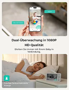 Смарт-відеоняня Dr.Care VistaView Lite 1080P/720P Split Screen Wi-Fi 300 м 3000 mAh synthetic.ua - Фото 1