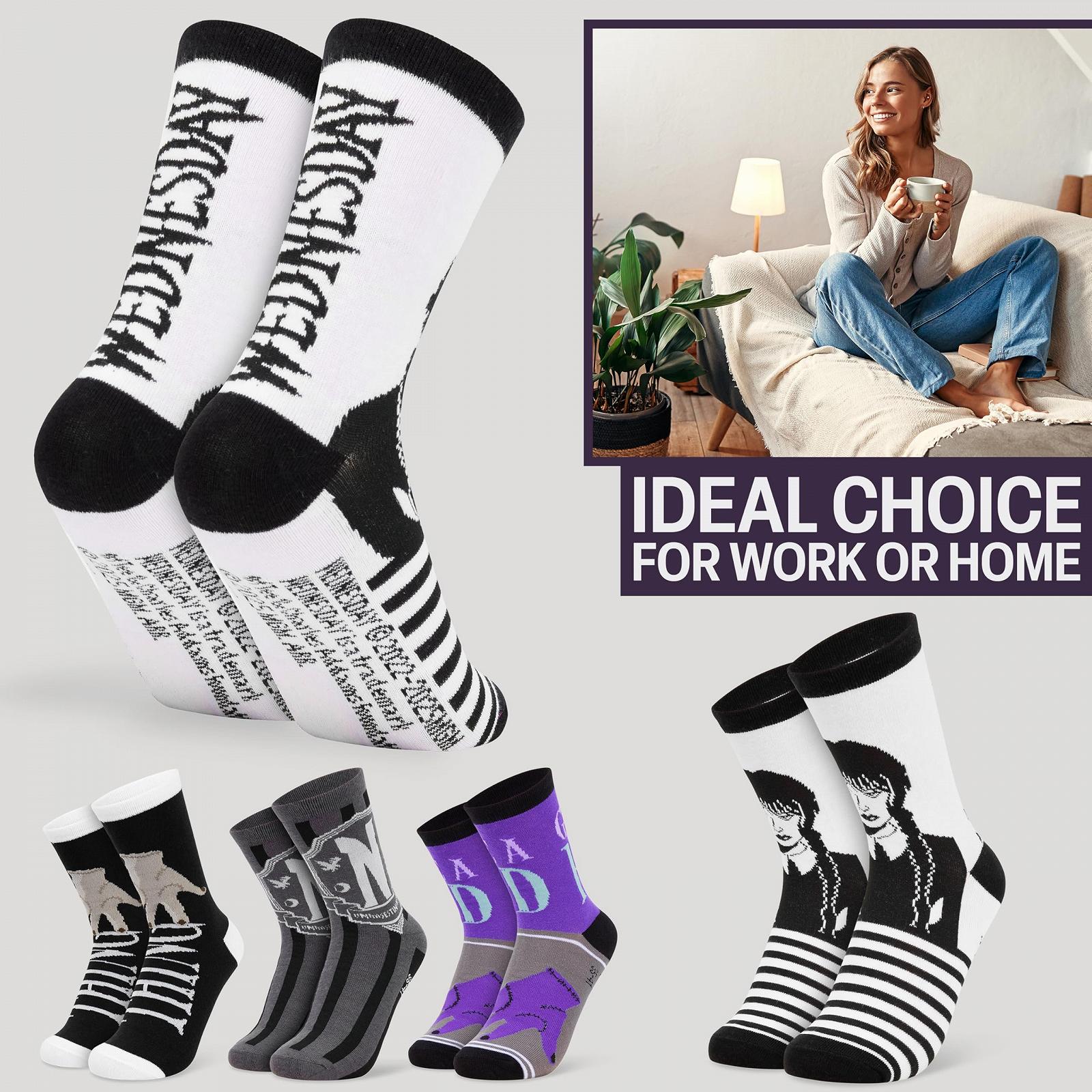 Носки Wednesday Addams для женщин и подростков, Набор из 5 пар, фото №3