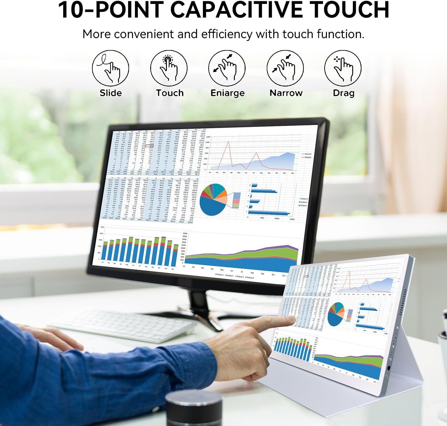 Монітор портативний сенсорний 10.5" Jhcztrk HD-101 2К OLED 60 Гц, фото №4