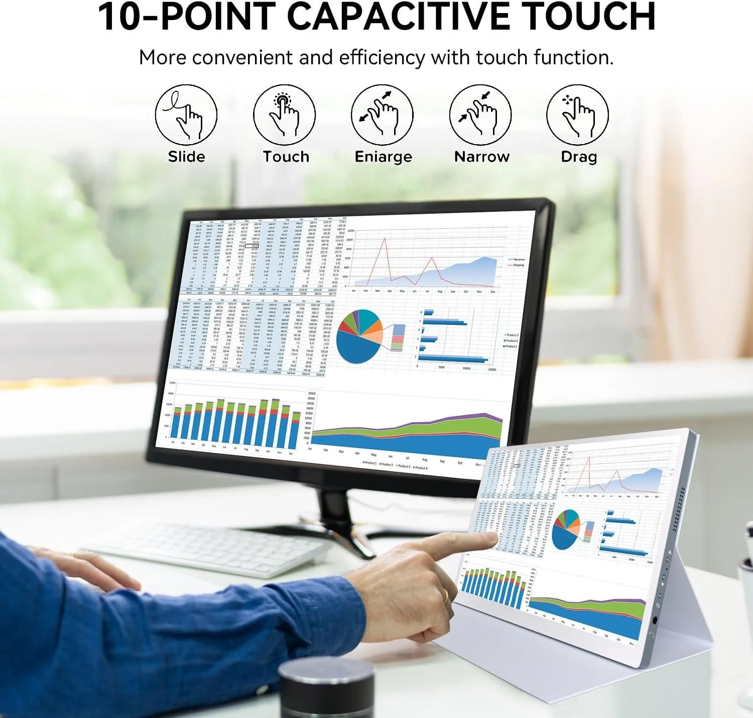 Монітор портативний сенсорний 10.5" Jhcztrk HD-101 2.5К OLED 60 Гц, фото №4