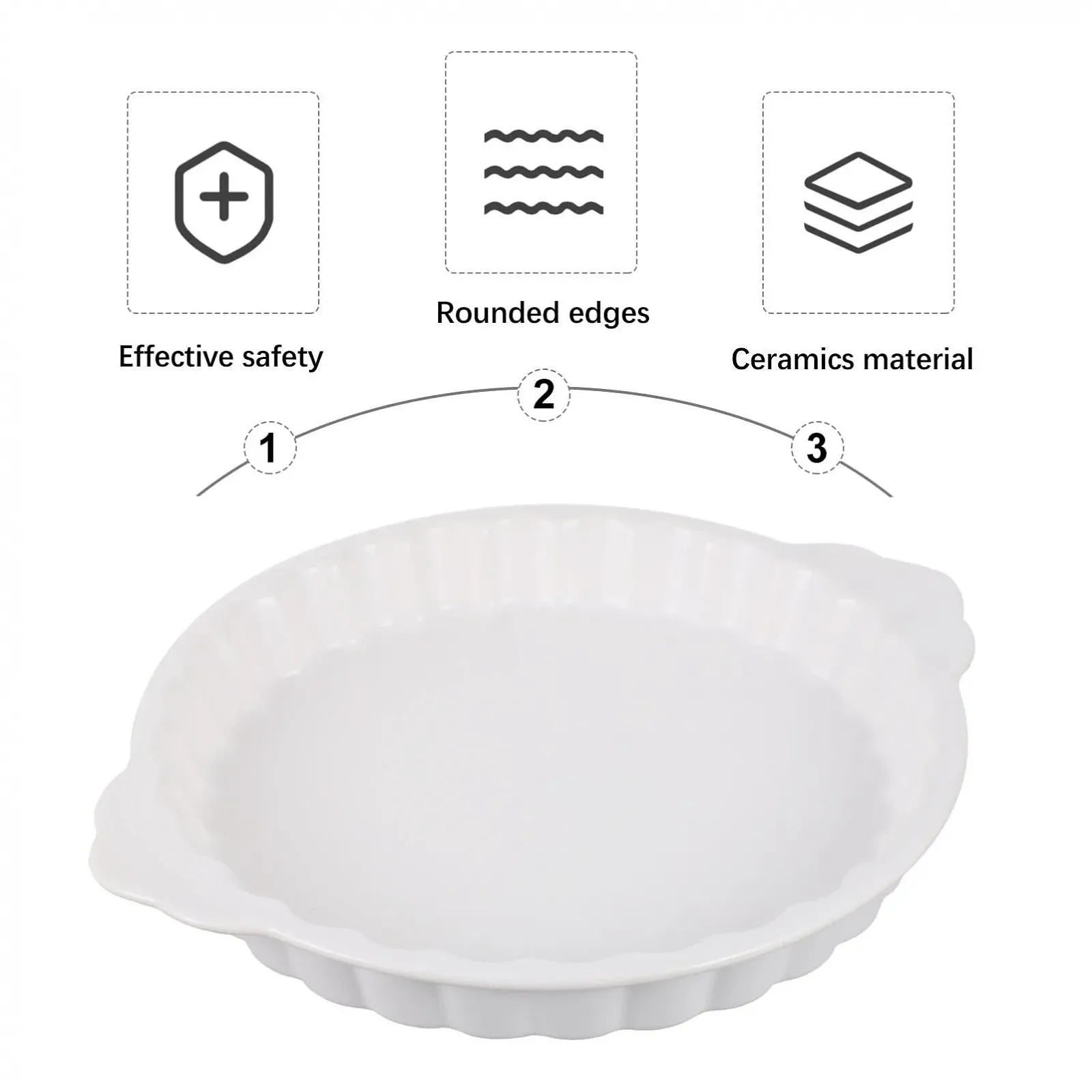 Форма для запікання керамічна кругла з ручками Біла, фото №8 Форма для запікання керамічна кругла з ручками Біла, фото №8