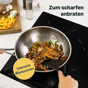 Сковорідка-Wok SILBERTHAL Без покриття Індукційний 28 см Нержавіюча сталь для смаження та жарки Для всіх типів плит synthetic.ua - Фото 1