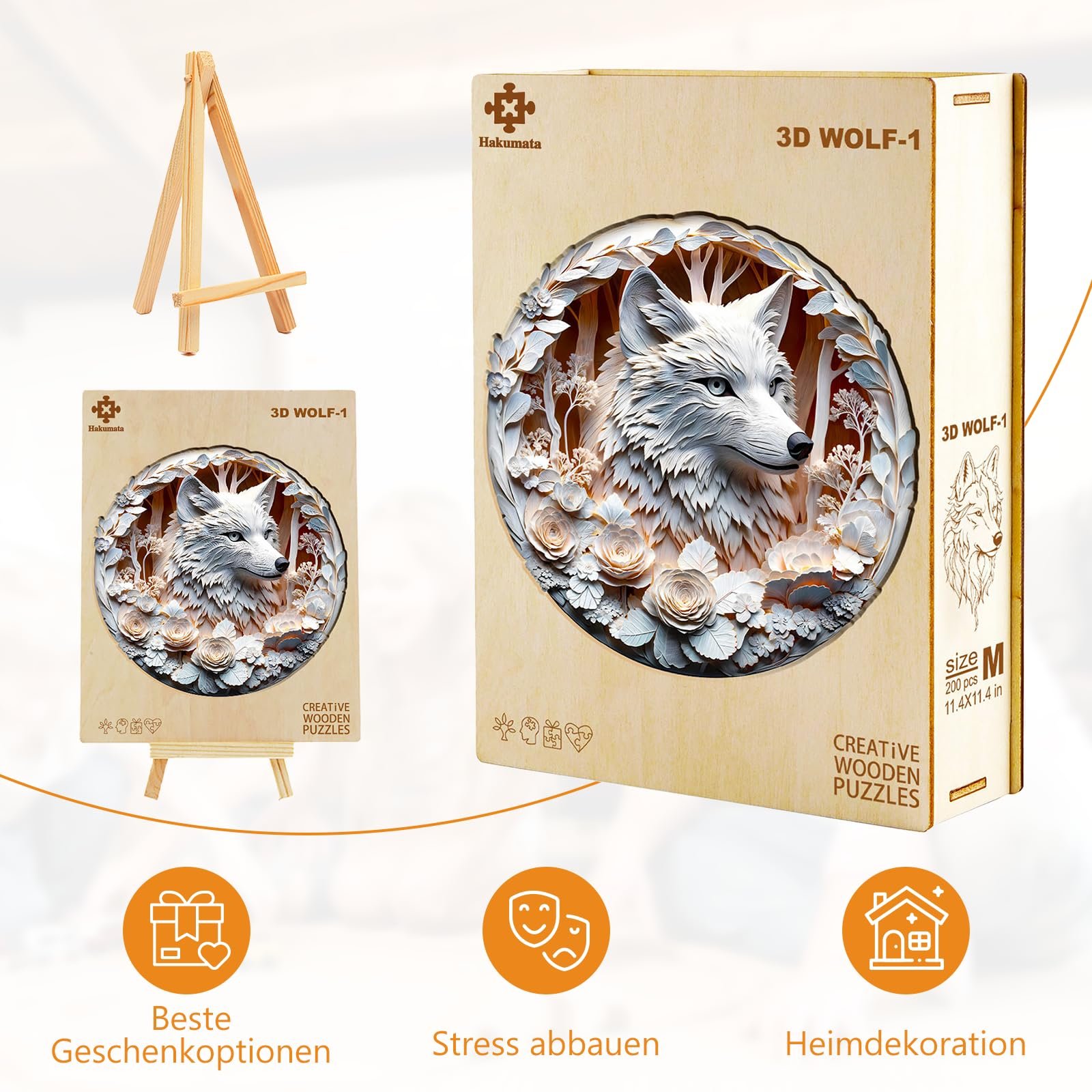 Дерев'яний 3D-пазл Wolf 200 елементів 14+, фото №1 Дерев'яний 3D-пазл Wolf 200 елементів 14+, фото №1