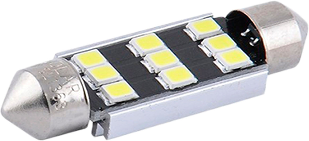 Лампочка 2-ох цокольна LED T11_C5W SMD біла 9-діодів 12V-5Вт SV8.5-8 39мм CANbus Solar (к-т.-2шт.) SL1363, фото №1