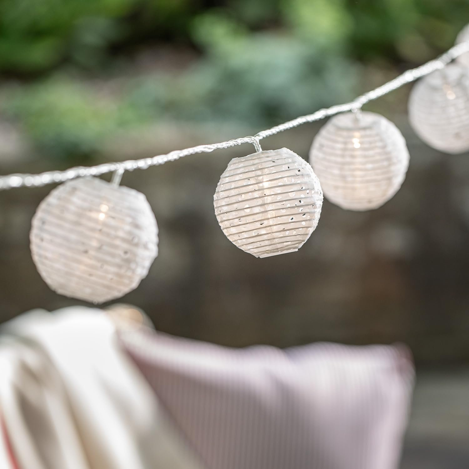 Гирлянда Lights4fun LED 20 Lanterns, влагостойкая, теплый белый свет, для помещений и улицы, фонарики, фото №4