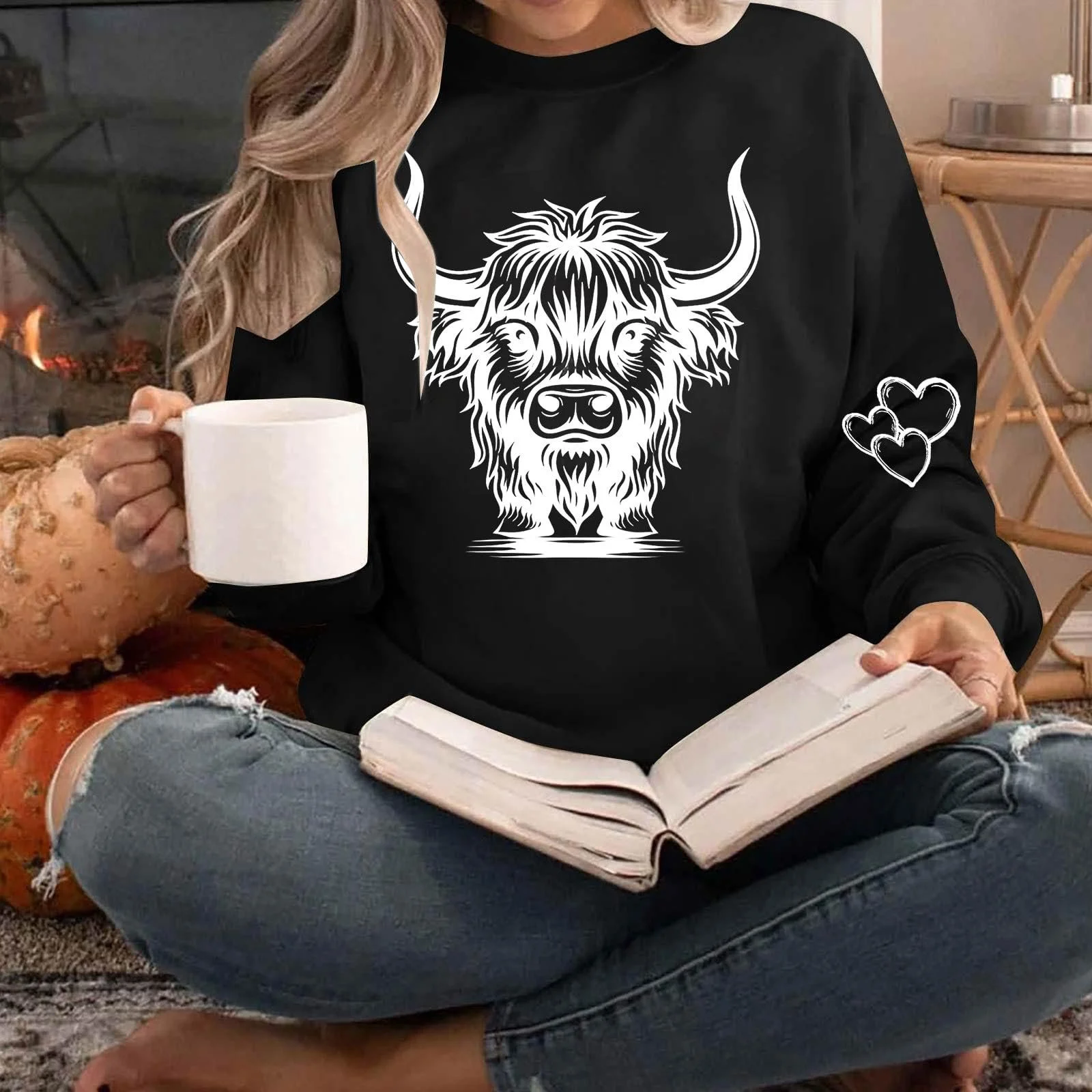 Лонгслив Komiseup Basic Круглый вырез Мода Животные мотивы M 12, фото №4