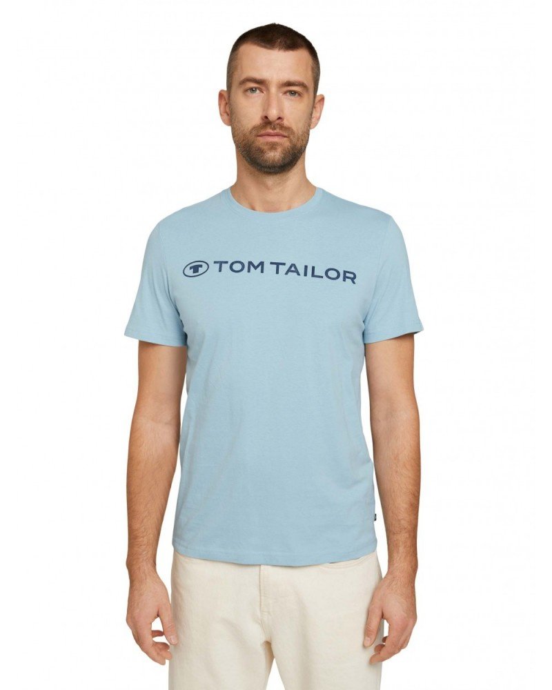 Футболка printed crewneck logo  1030527XX1026298 Tom Tailor Блакитний M, фото №1