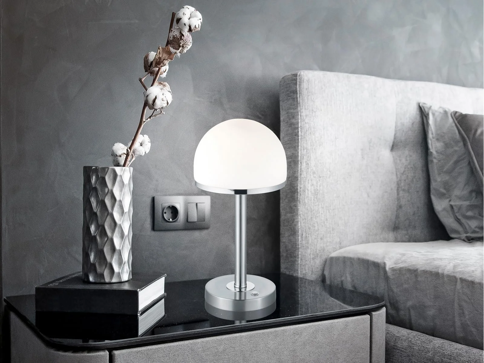 Набір з 2 настільних ламп Glass Lampshade з регулюванням яскравості 39 см Сріблястий, фото №5