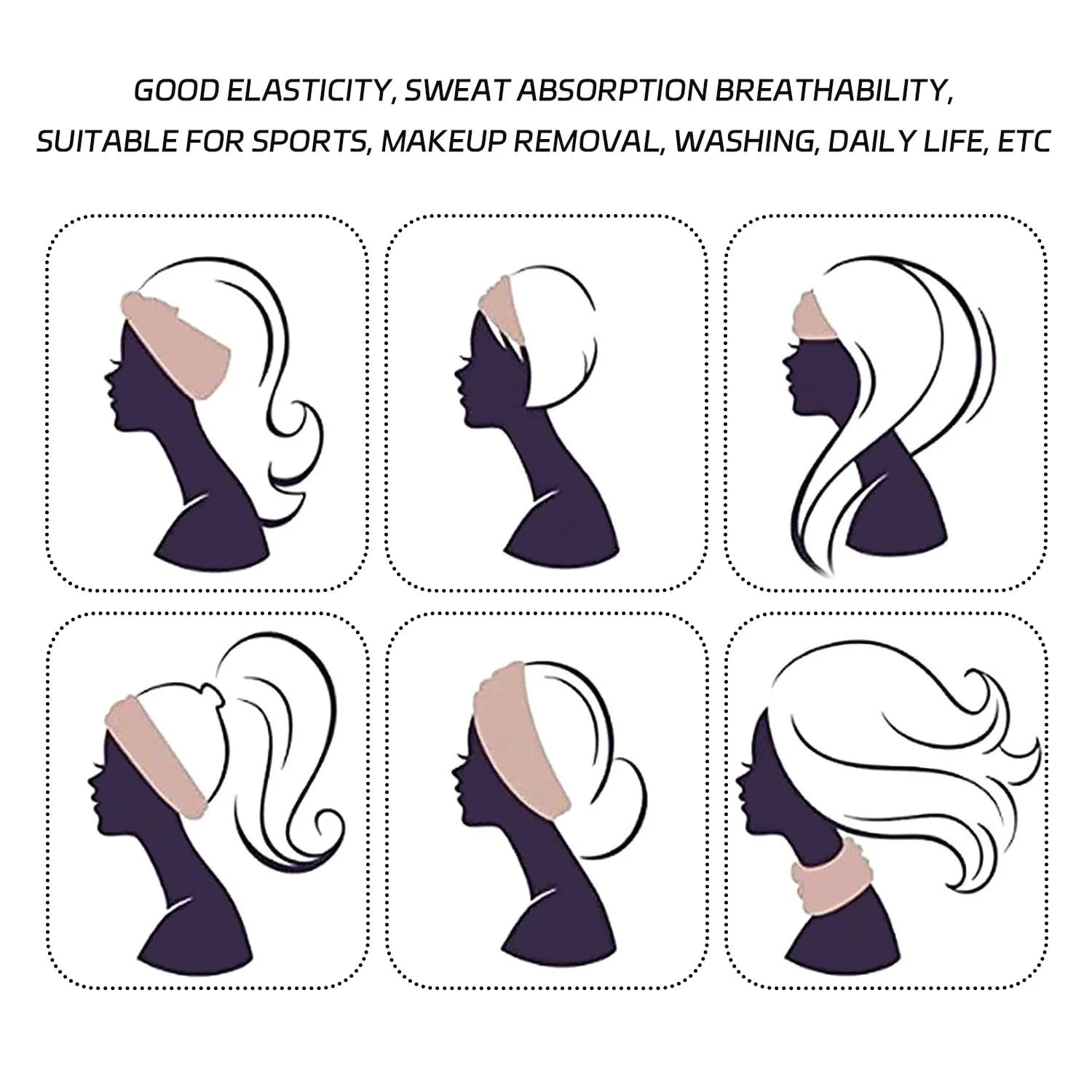 Набір пов'язок на голову 6 шт., фото №5