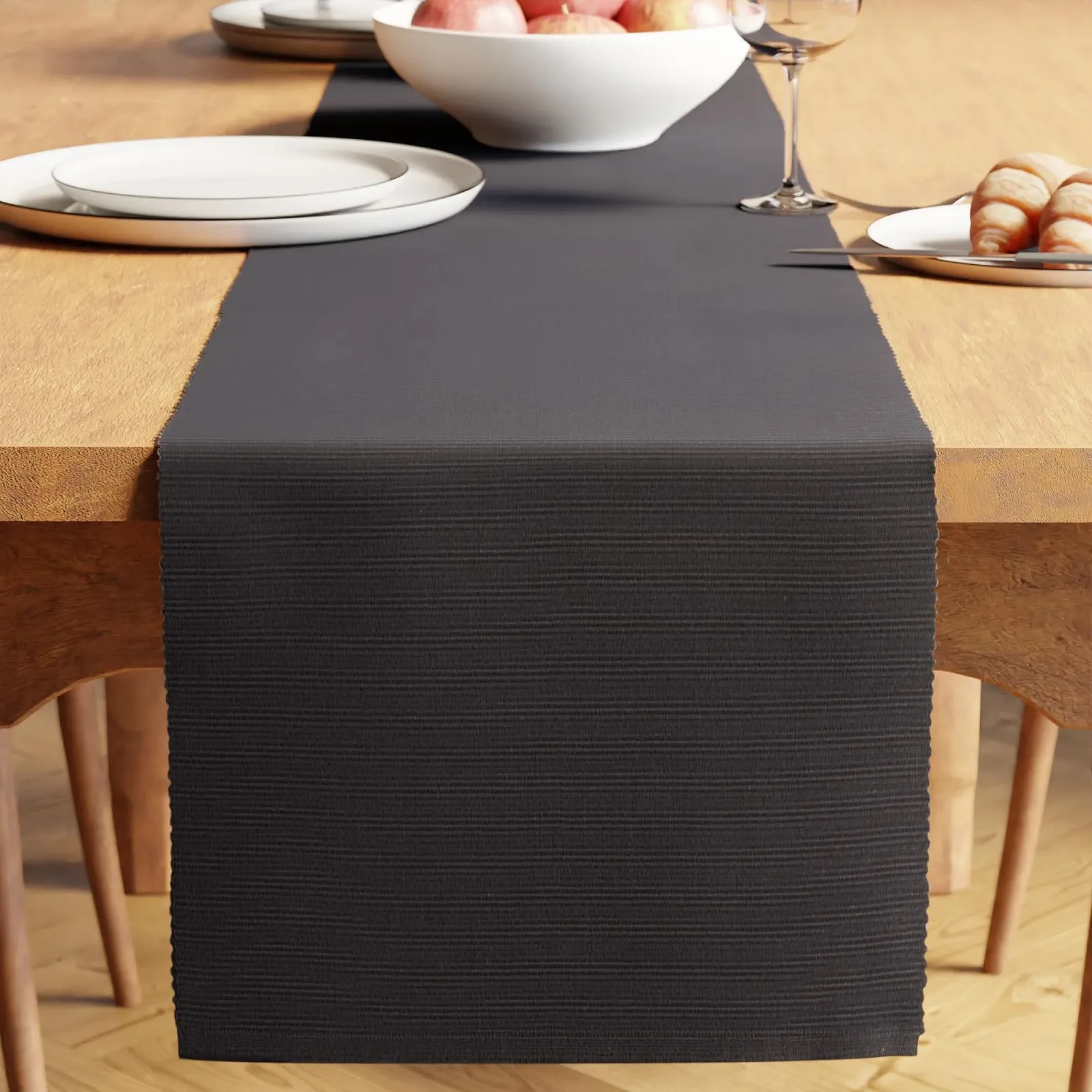 Ранер Encasa Fine Ribbed Cotton Solid Grey 32 x 200 см, фото №1