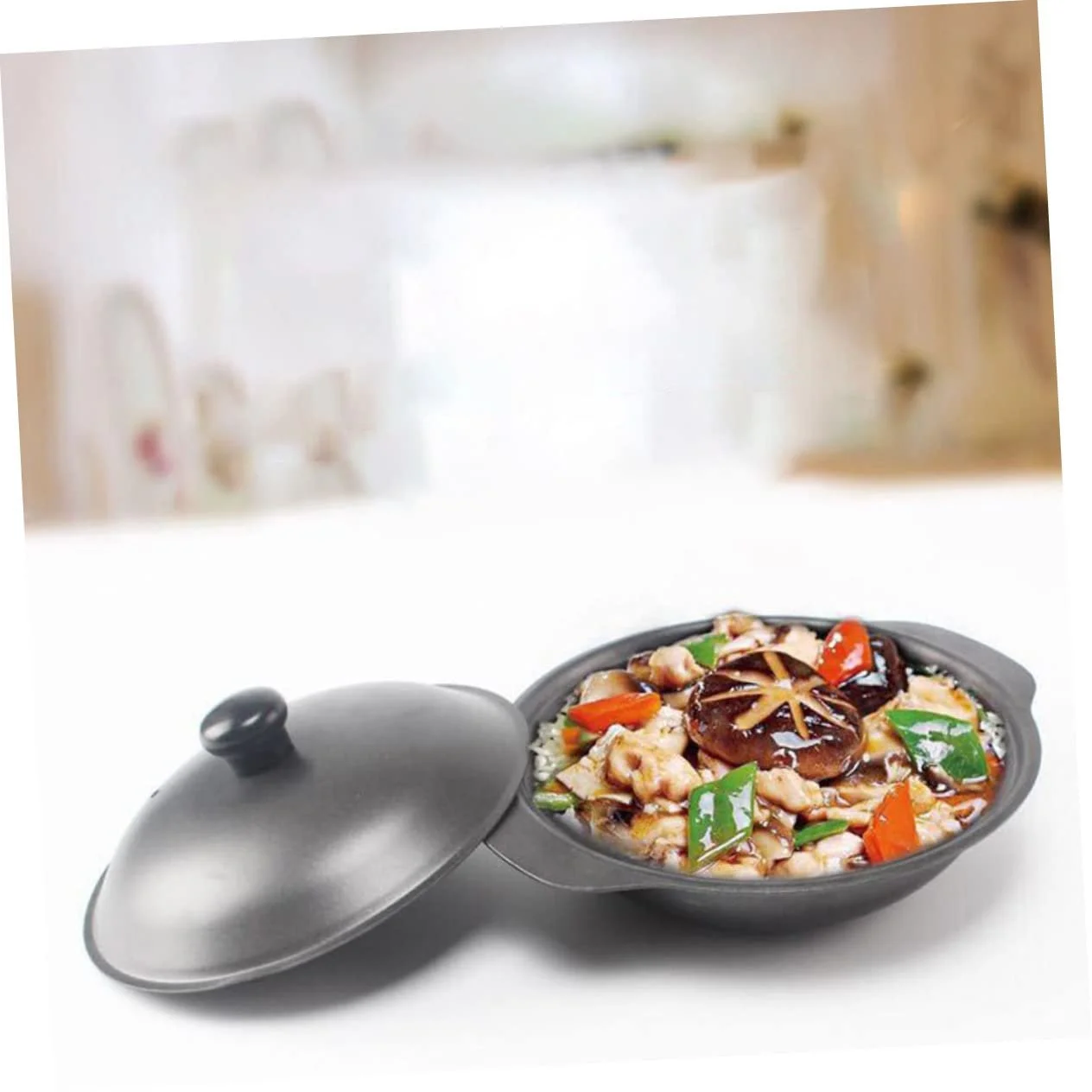 Глиняный горшок VALICLUD 22 cm термостойкий с крышкой, эргономичная ручка, фото №4