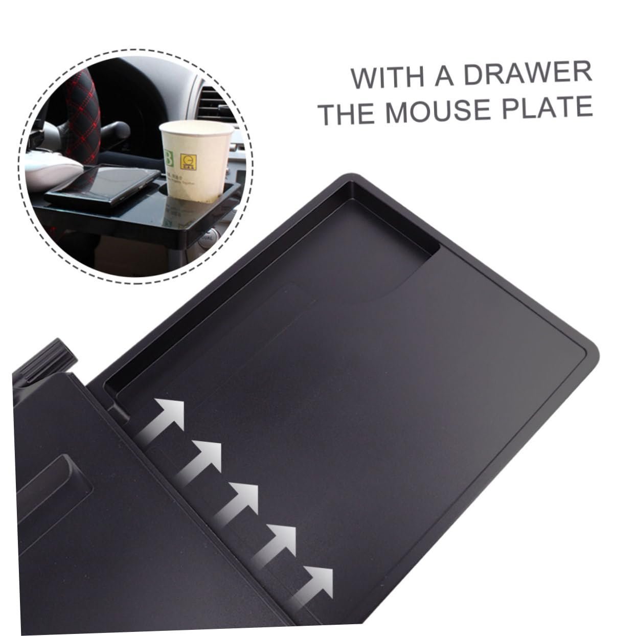 Автомобильный столик с выдвижным ящиком PC пластиковая рама прочный держатель для напитков отделение для планшета портативный органайзер для использования в автомобиле, фото №4